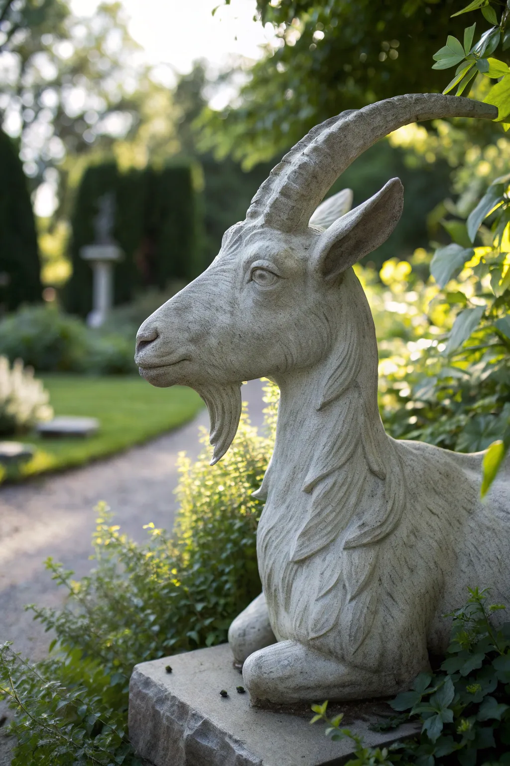 Add a whimsical charm to your garden with this beautifully crafted cement goat statue, where simplicity meets artistry.