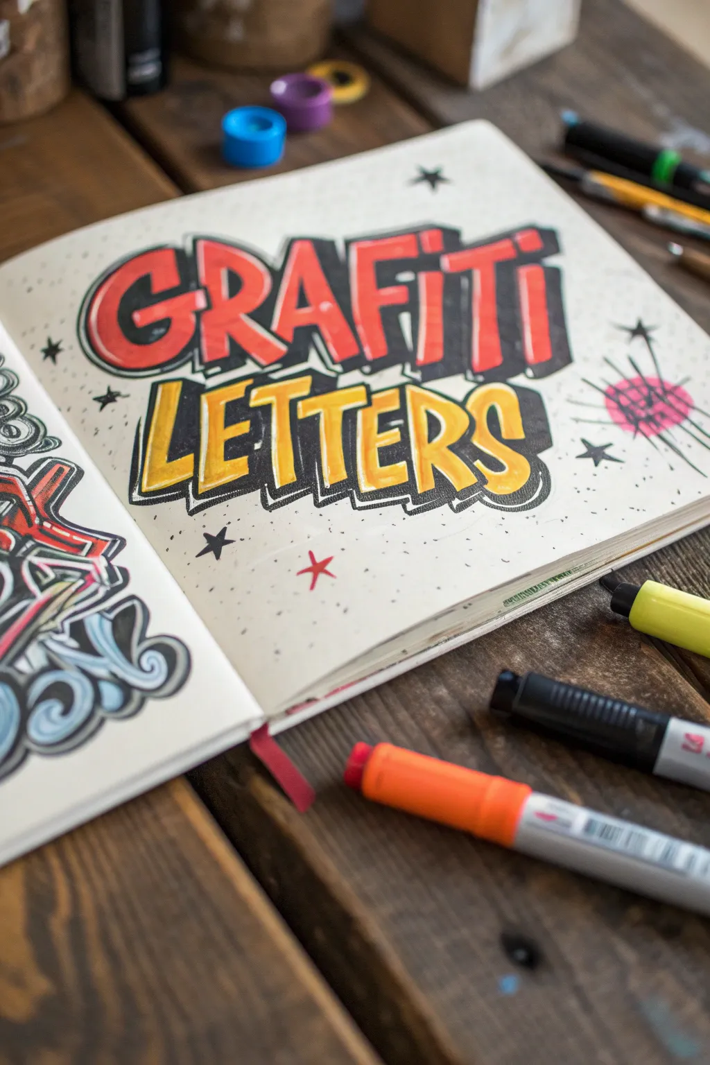 Unleash your creativity: Explore graffiti letter ideas in your sketchbook before they hit the wall.