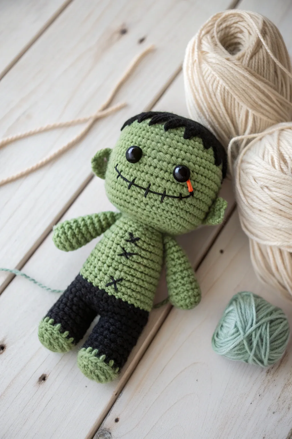 Craft your own adorable Frankenstein plushie for a charming Halloween touch.