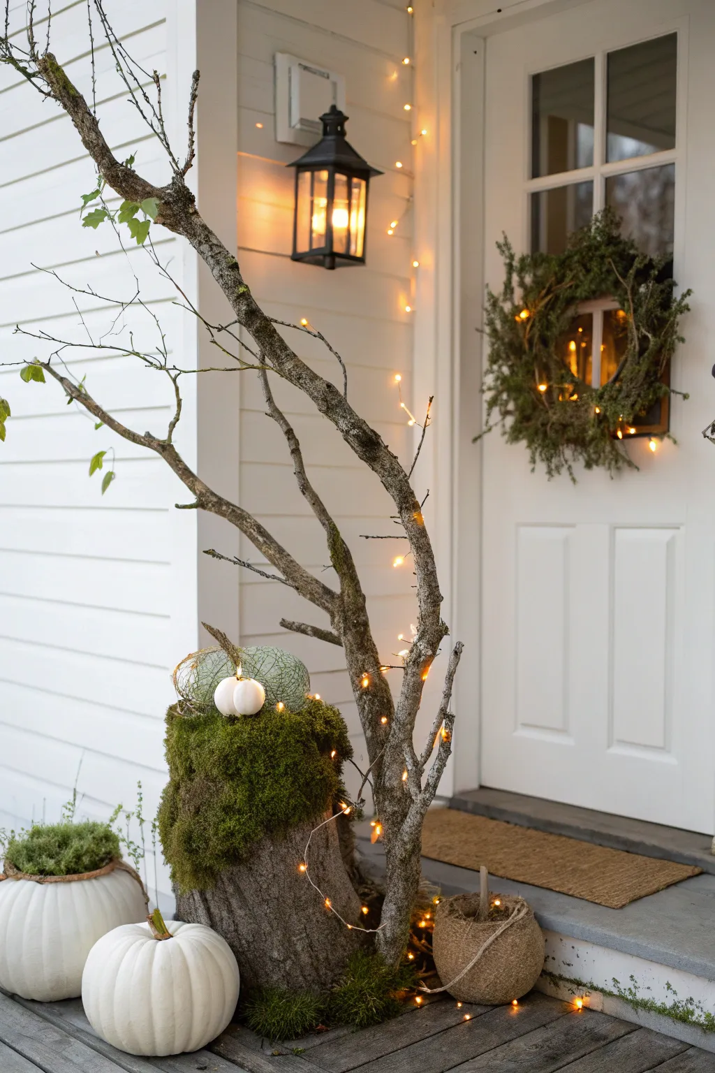 Transform your porch into an enchanted forest with minimalist elegance and a touch of magic.