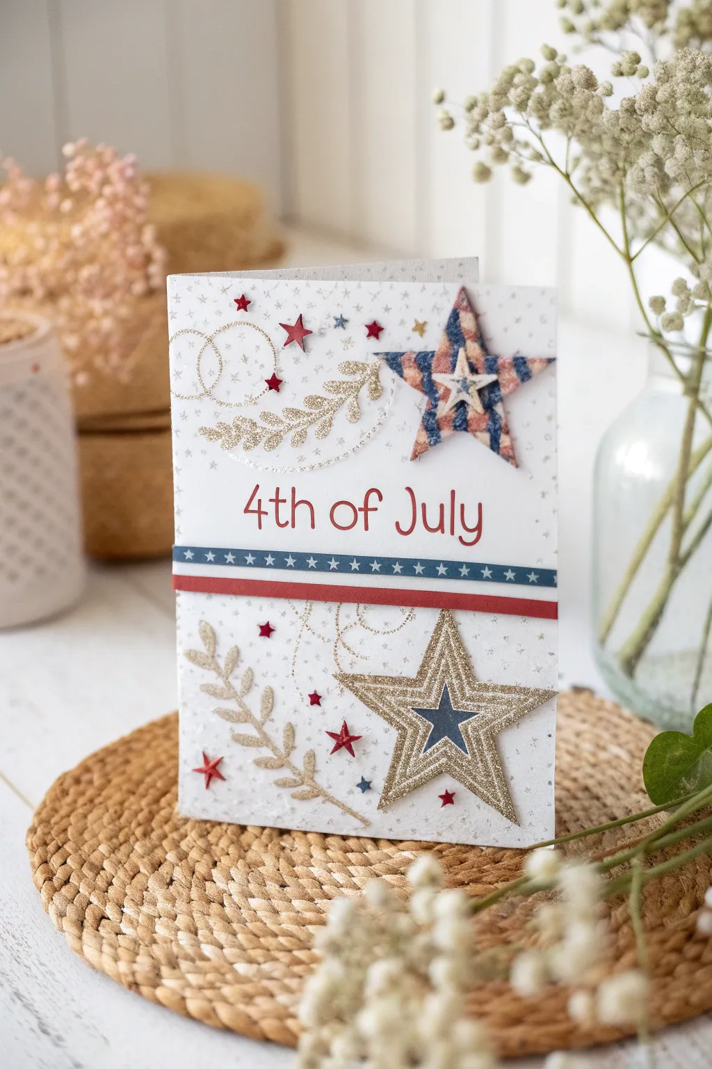 Sparkle and simplicity: a touch of glitter brings handmade 4th of July cards to life!