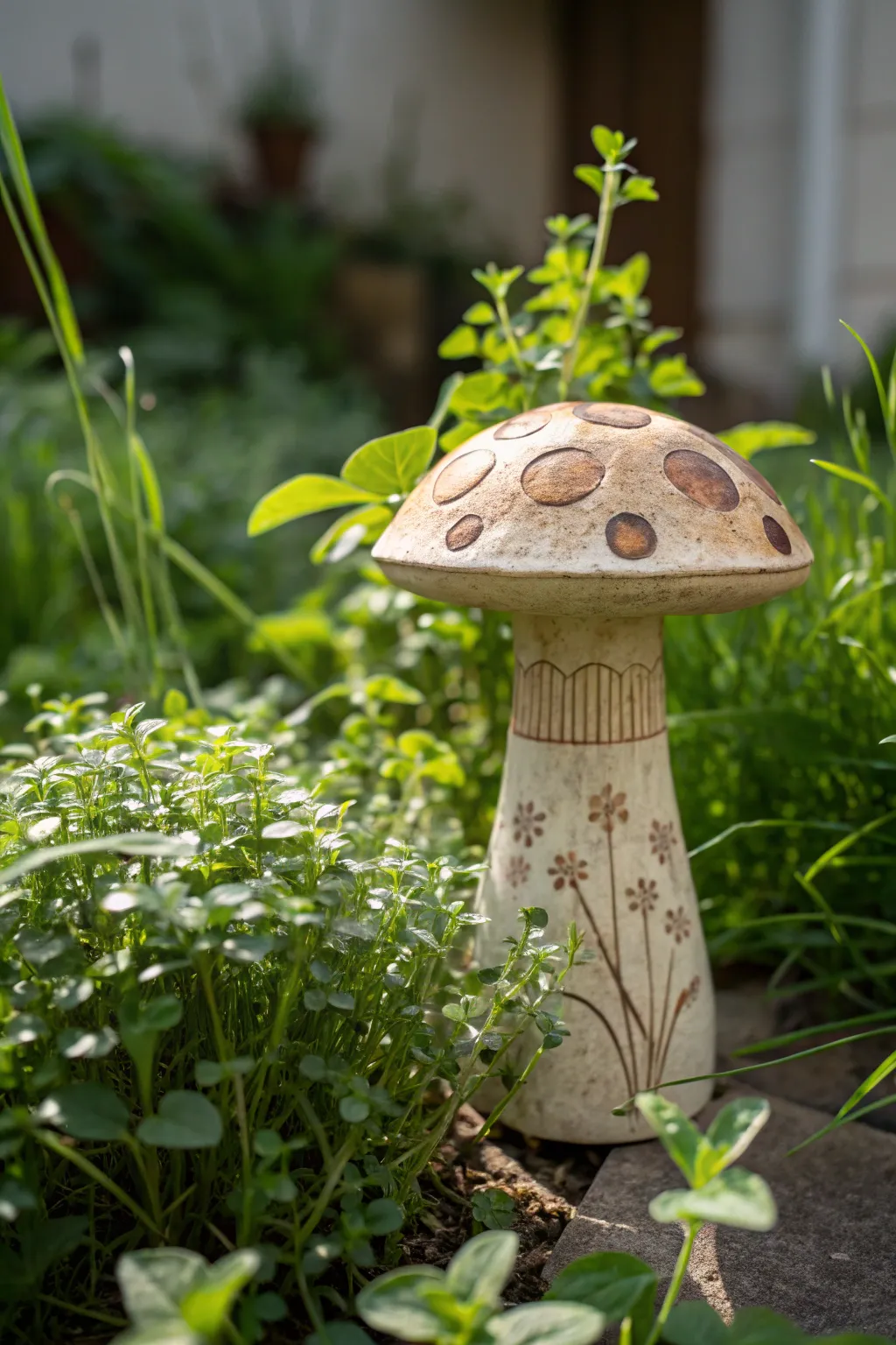Add a touch of whimsy to your garden with handcrafted ceramic mushroom markers.