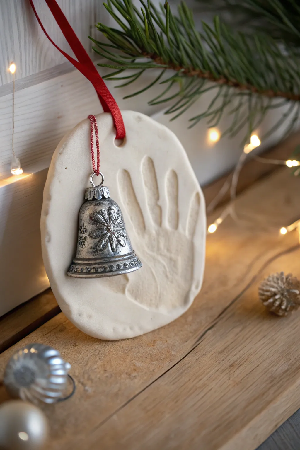 Capture the magic of the season with a handcrafted touch—your child's handprint framing cherished memories.