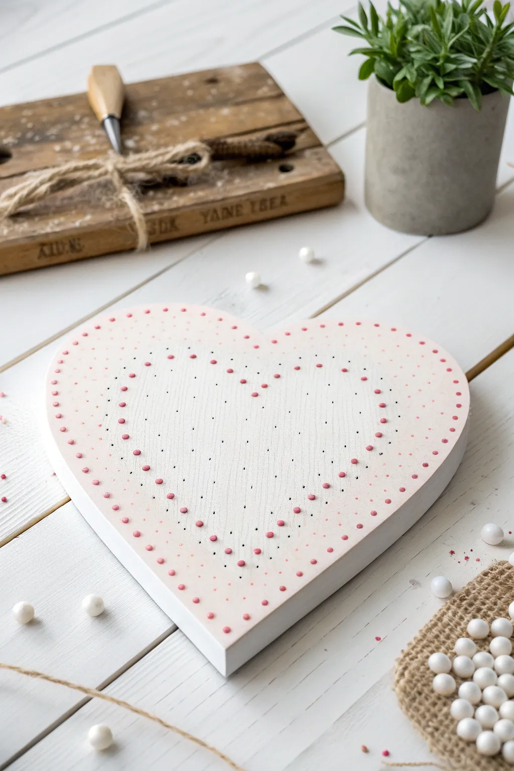 Create a charming dotted heart masterpiece with just cotton swabs and pastel paints, embracing simplicity and natural beauty.