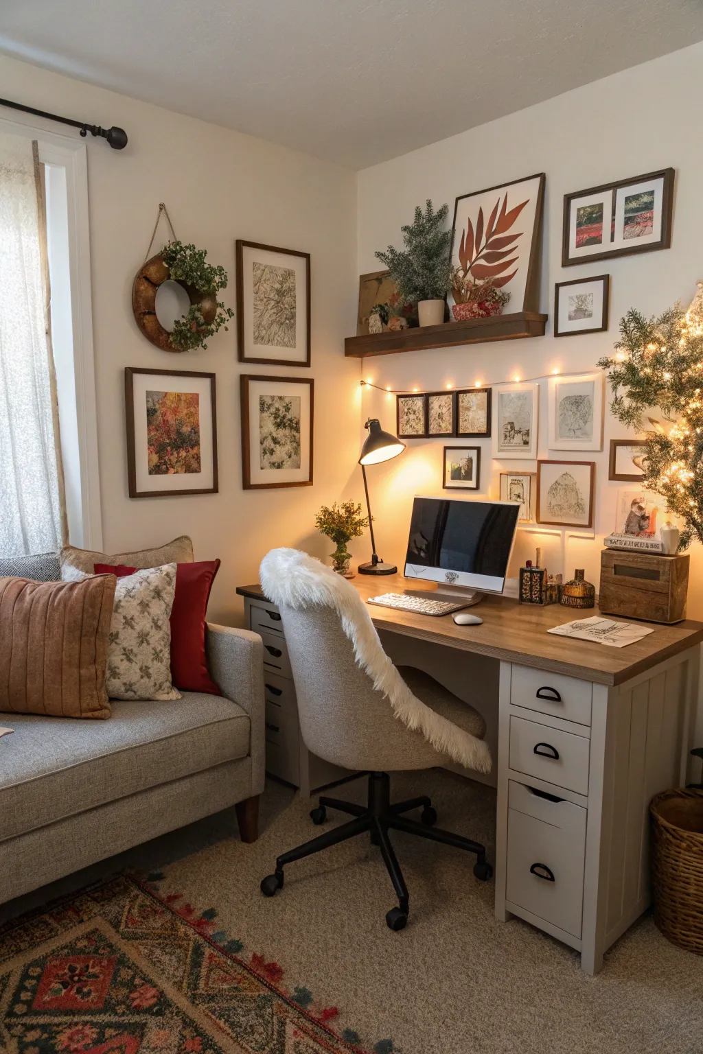 Seasonal decor keeps the office lively and updated.