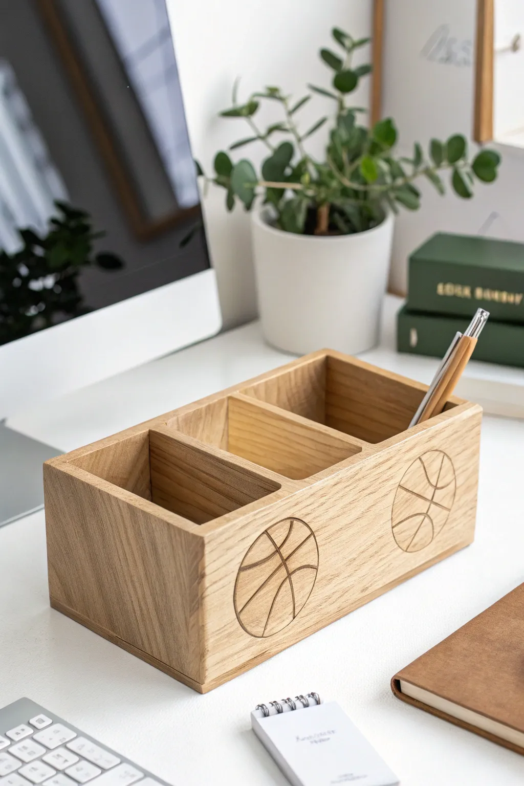 Elevate their workspace with a touch of sporty elegance. 🏀✨ #MinimalistDesign #HandcraftedBeauty
