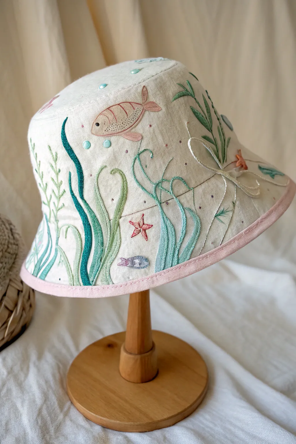 Make waves with this stunning ocean-themed Easter bonnet, a perfect blend of simplicity and elegance.