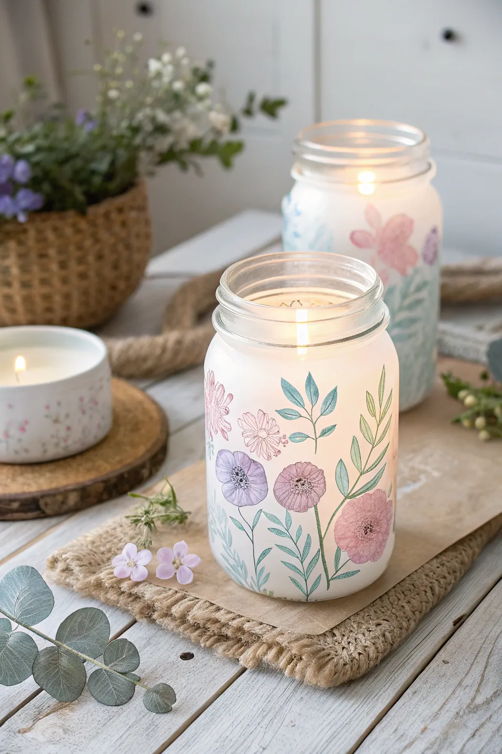 Illuminate her day with a personal touch - a thumbprint flower candle jar for Mother's Day.