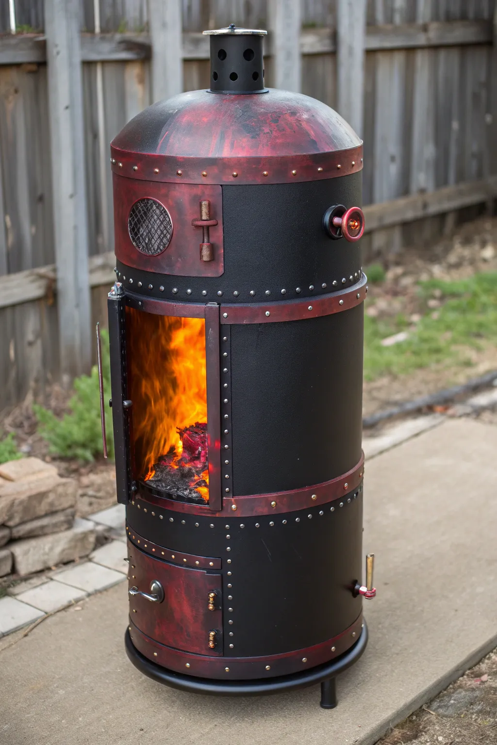 Transform your outdoor space with this industrial-chic gas cylinder smoker—where craftsmanship meets creativity.
