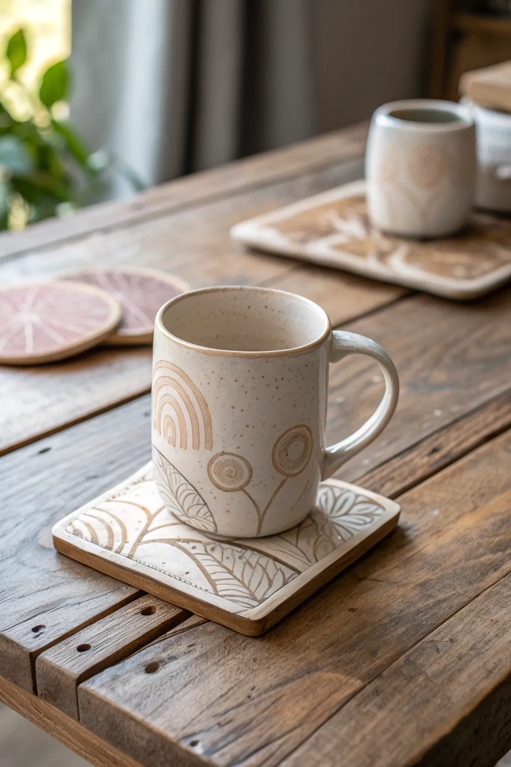 Elevate your gift-giving with this elegant mug and matching coaster set — a perfect blend of simplicity and style.