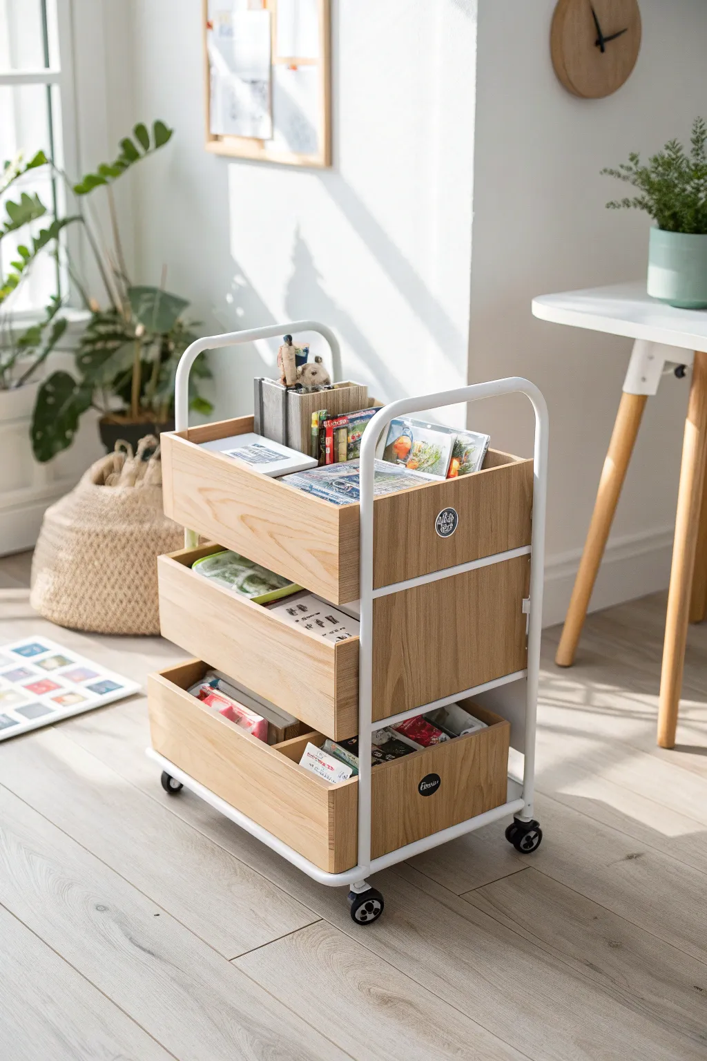 Effortless organization meets Scandinavian charm with this elegant craft caddy, perfect for storing your sticker collection in style.