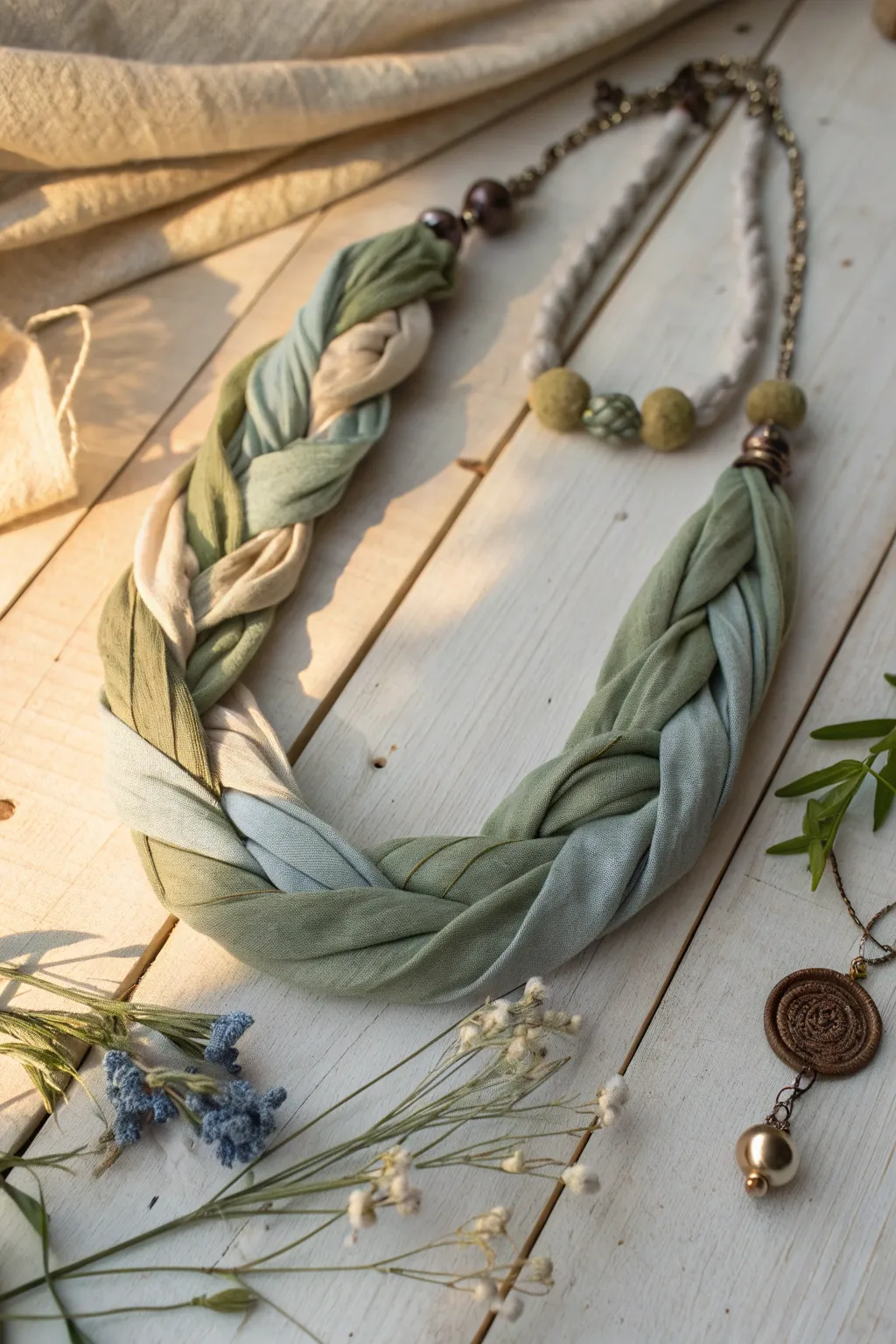 Transform fabric scraps into a stunning neckpiece and make a bold fashion statement without sewing!