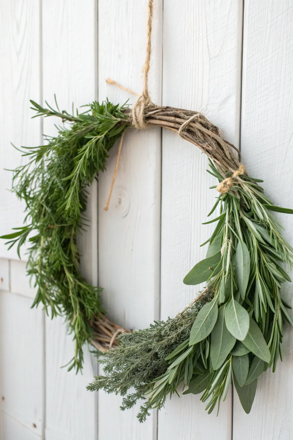 Embrace nature's elegance with a handcrafted herb garden wreath, perfect for adding a touch of fragrant simplicity to your kitchen space.