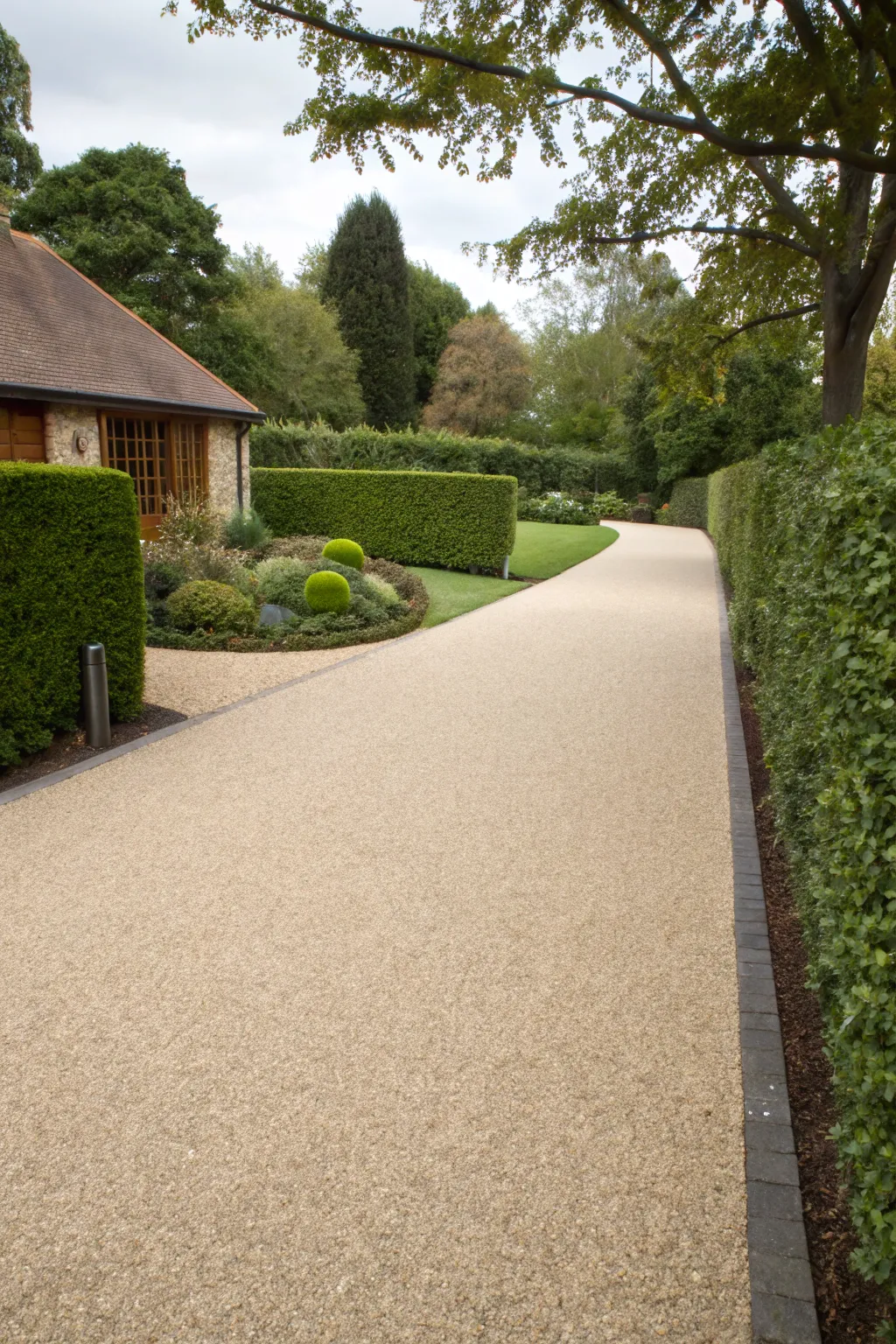 Resin bound gravel offers a sleek and sustainable flooring solution.