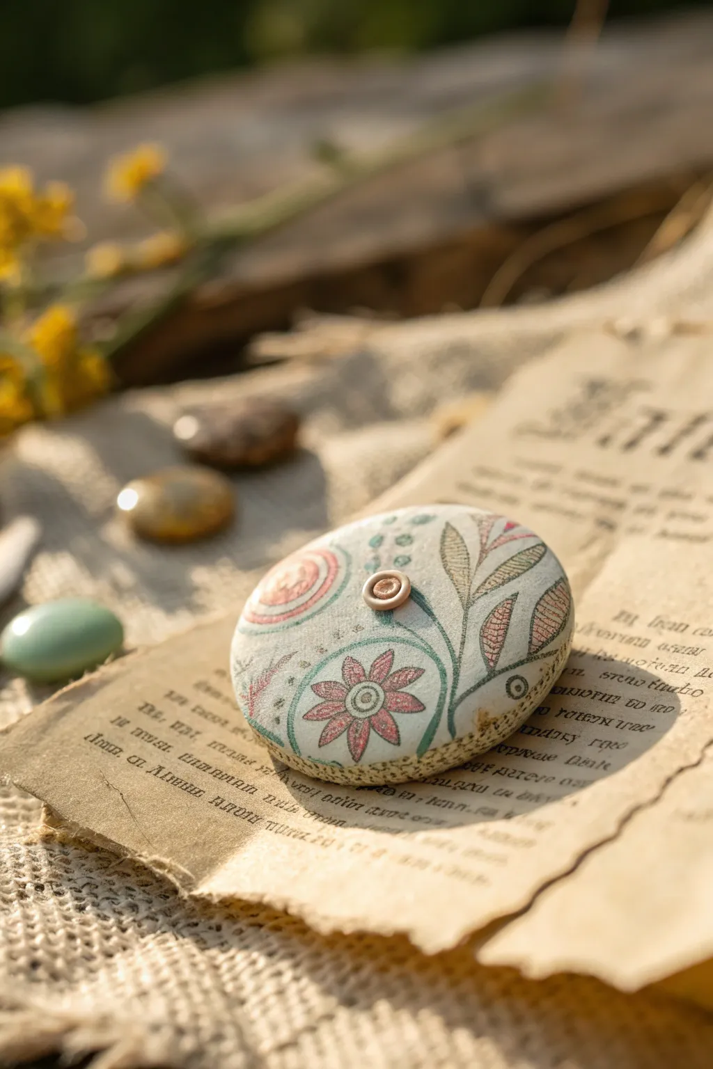 Elevate your junk journal with charming button embellishments for a touch of homespun elegance.