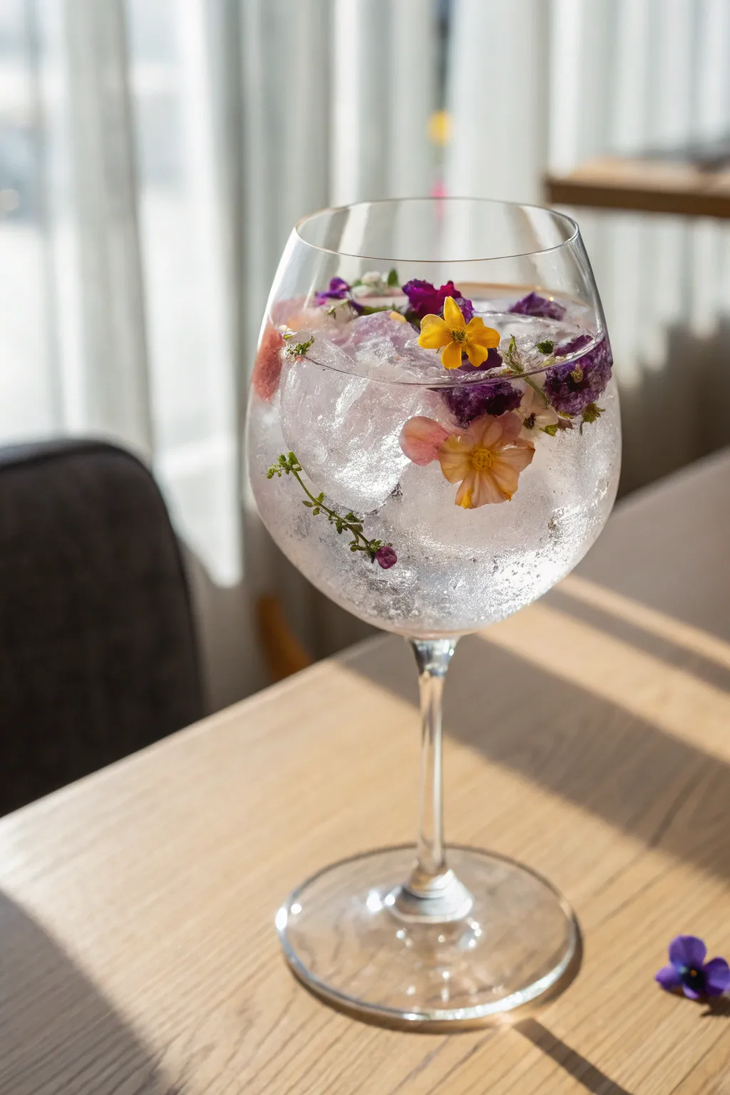 Elevate your drinks with edible flower ice cubes – a perfect blend of elegance and simplicity.