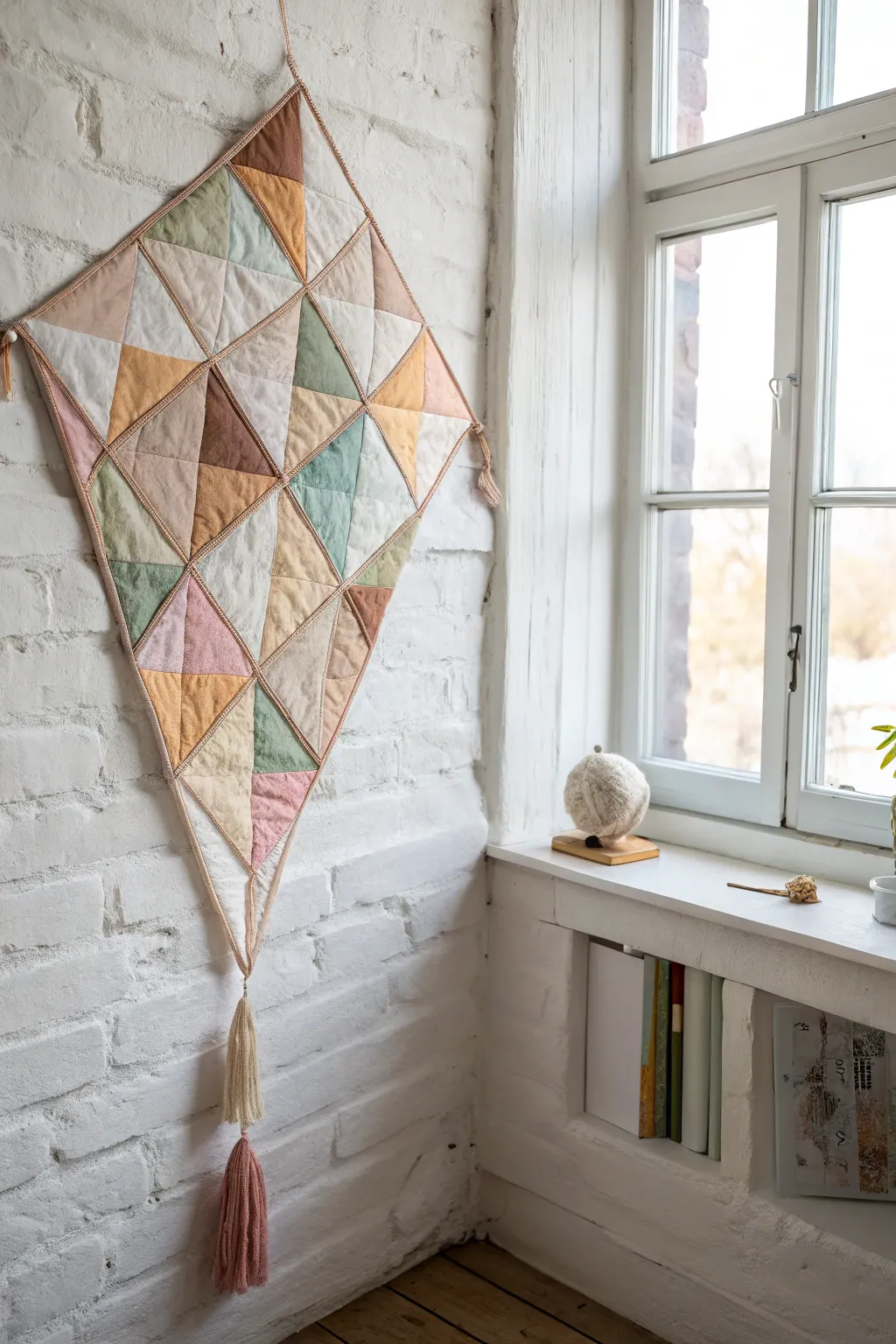 Bring warmth to the skies with a handcrafted patchwork quilt kite. Perfect for little dreamers and creative minds!