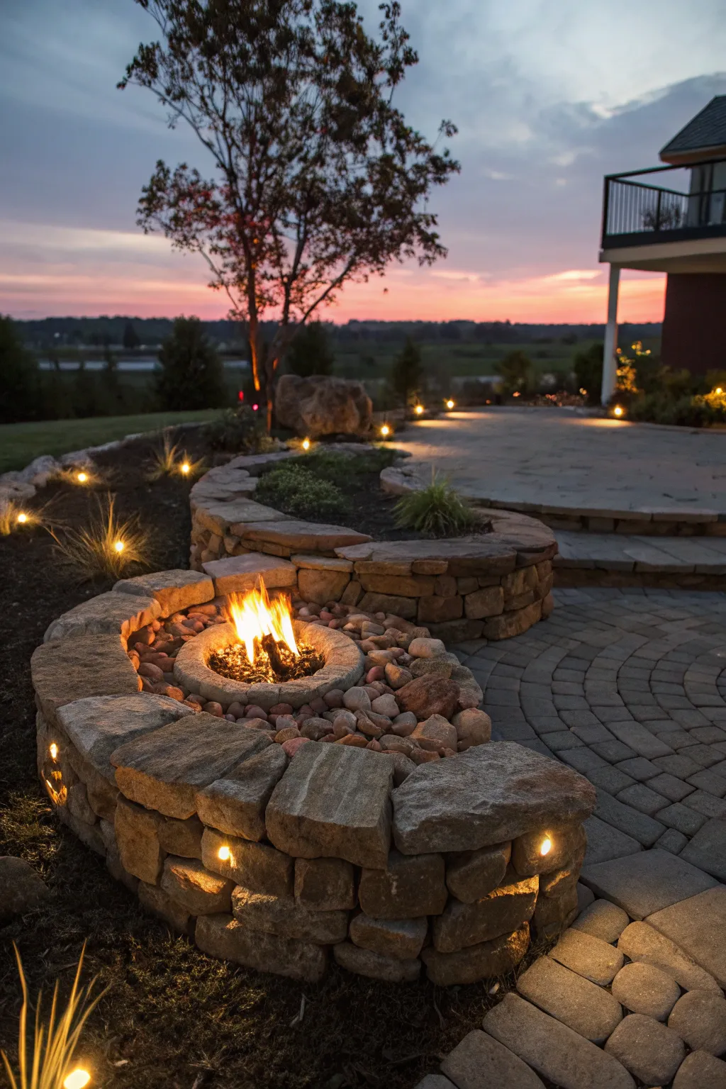 Ignite warmth and connection with a beautifully crafted stone fire pit.