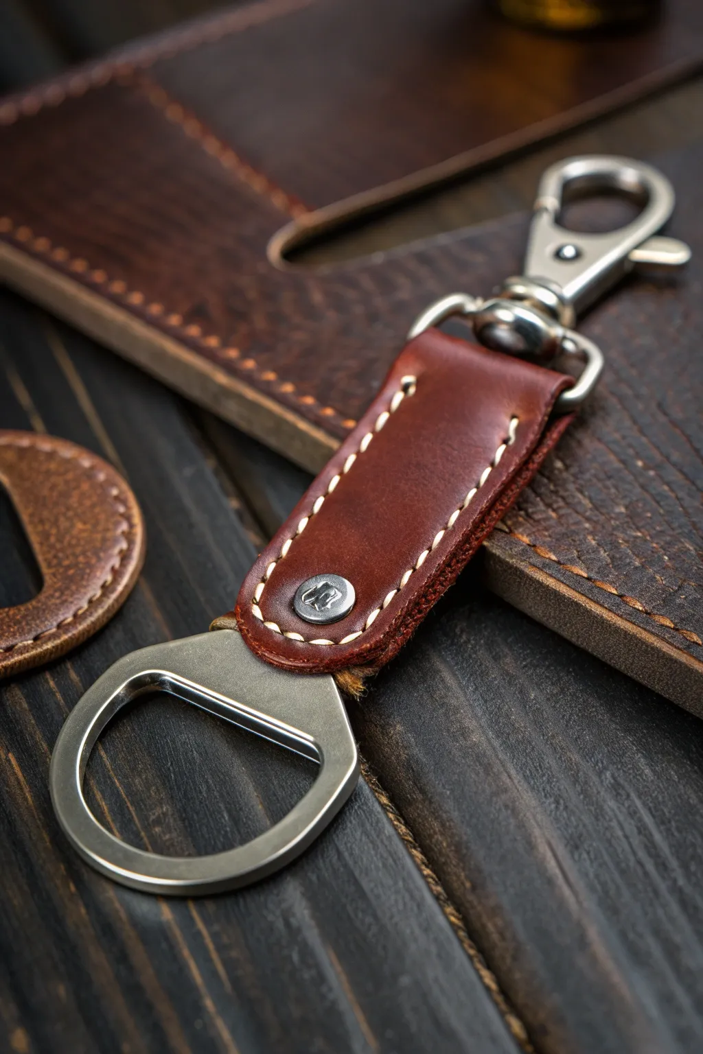 Unlock style and utility with this handcrafted leather keychain.