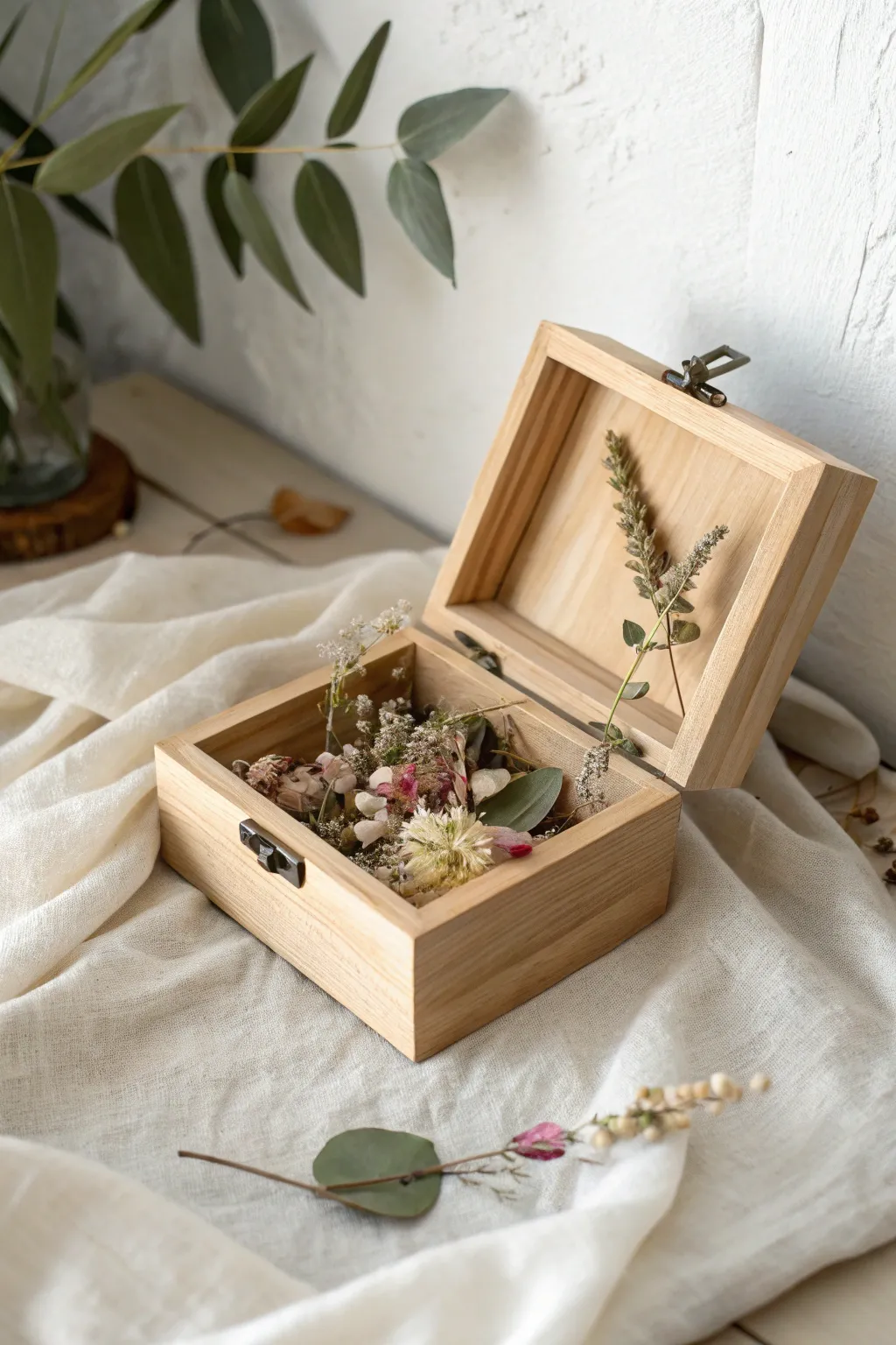 Embrace the serene beauty of nature with a handcrafted love box filled with dried flowers.