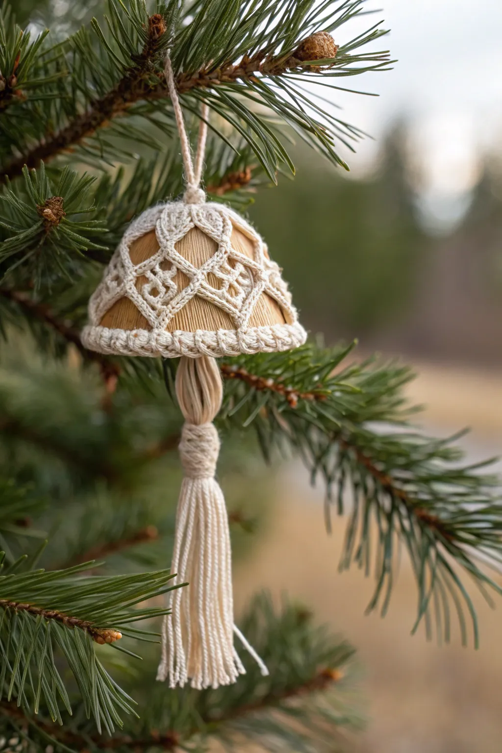 Embrace the forest spirit with these charming macrame mushroom ornaments, perfect for adding a touch of handcrafted elegance to your Christmas tree.