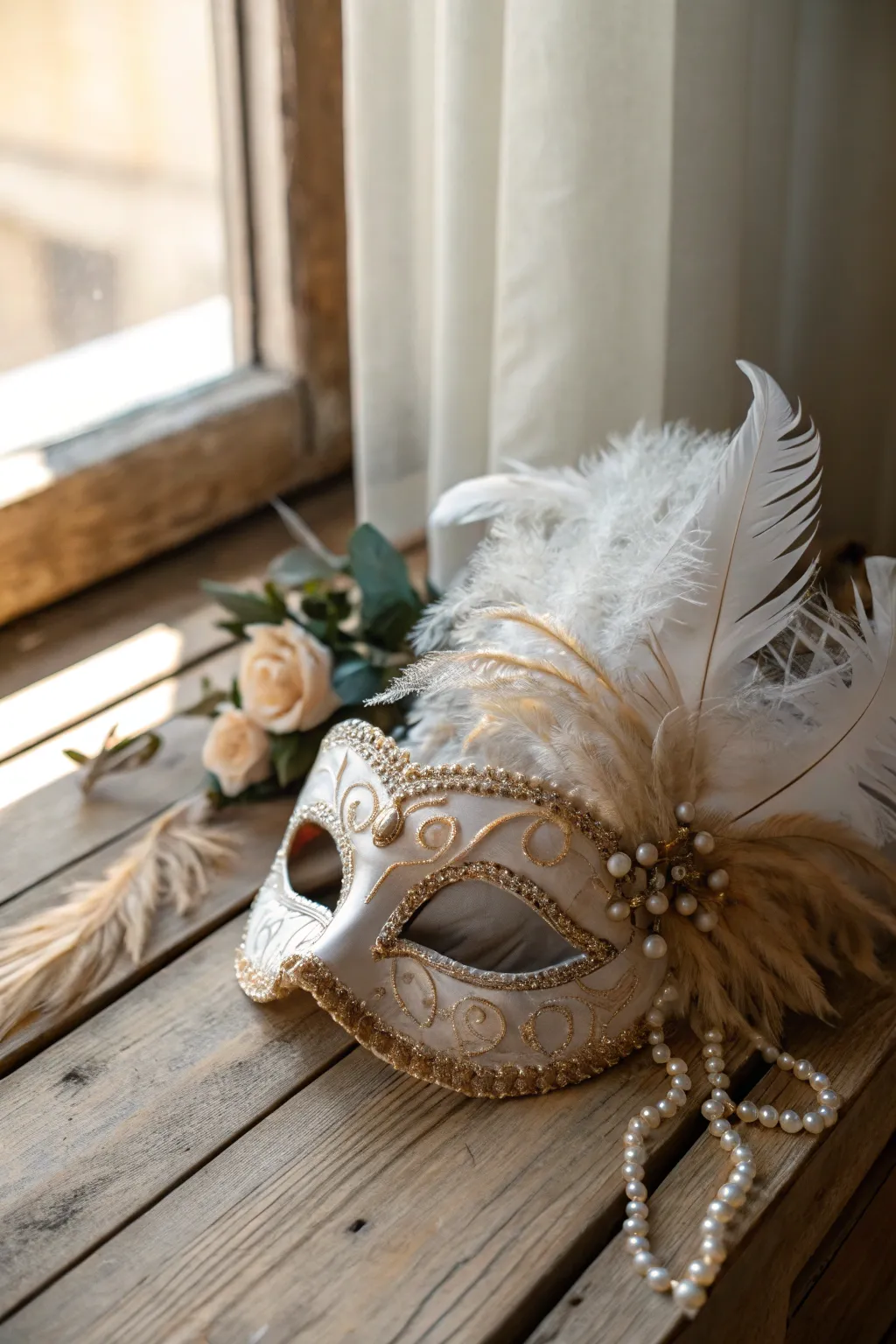 Embrace the festive spirit with this elegantly crafted holiday mask, a perfect blend of simplicity and natural beauty.