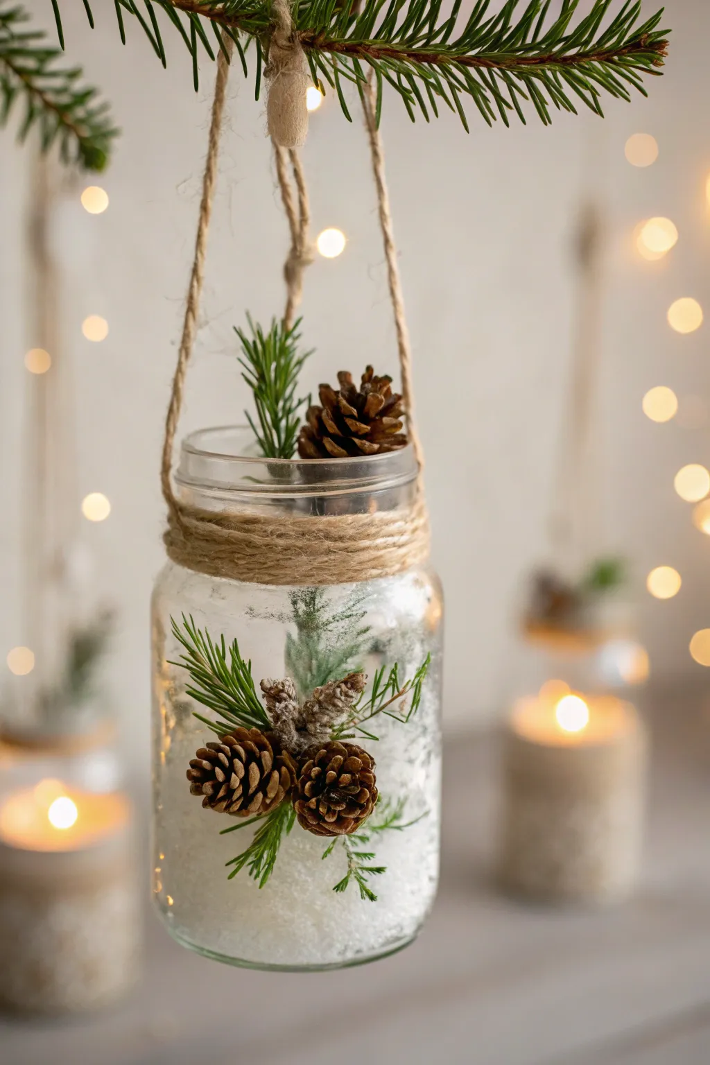 Transform the ordinary into holiday magic with eco-friendly mason jar ornaments. #UpcycleBeauty