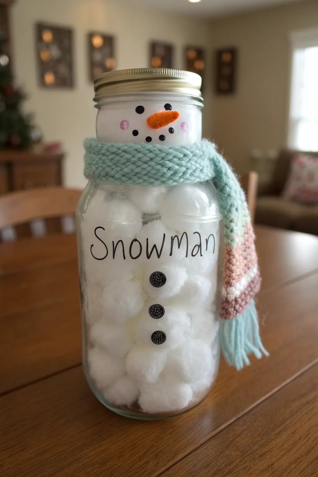 Craft your own cozy memories with a personalized mason jar snowman!
