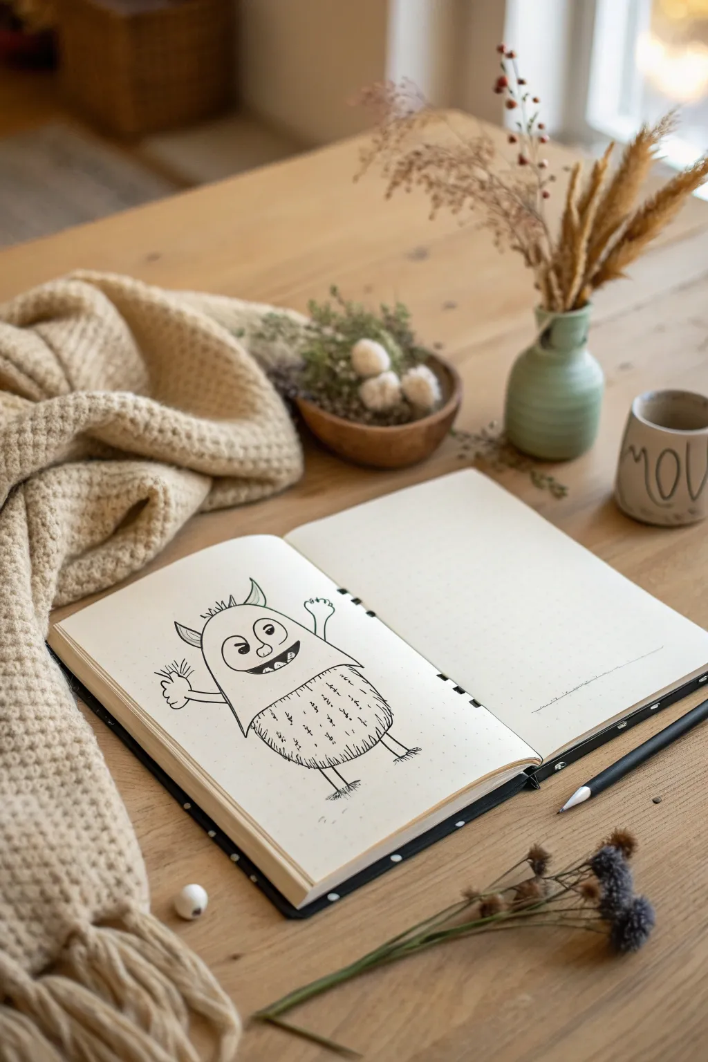 Explore the art of emotion with this minimalist monster sketchbook, where simplicity meets expressive creativity.