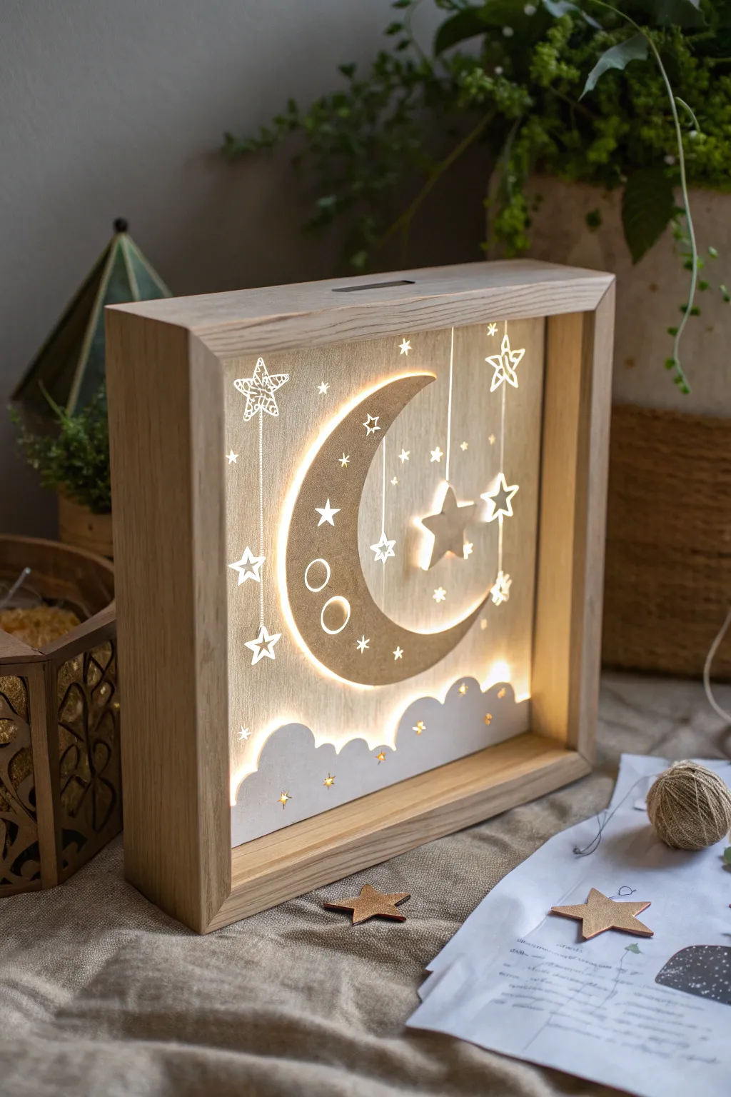 Illuminate your night with a handcrafted Moonlight Shadow Box, where simplicity meets celestial beauty.