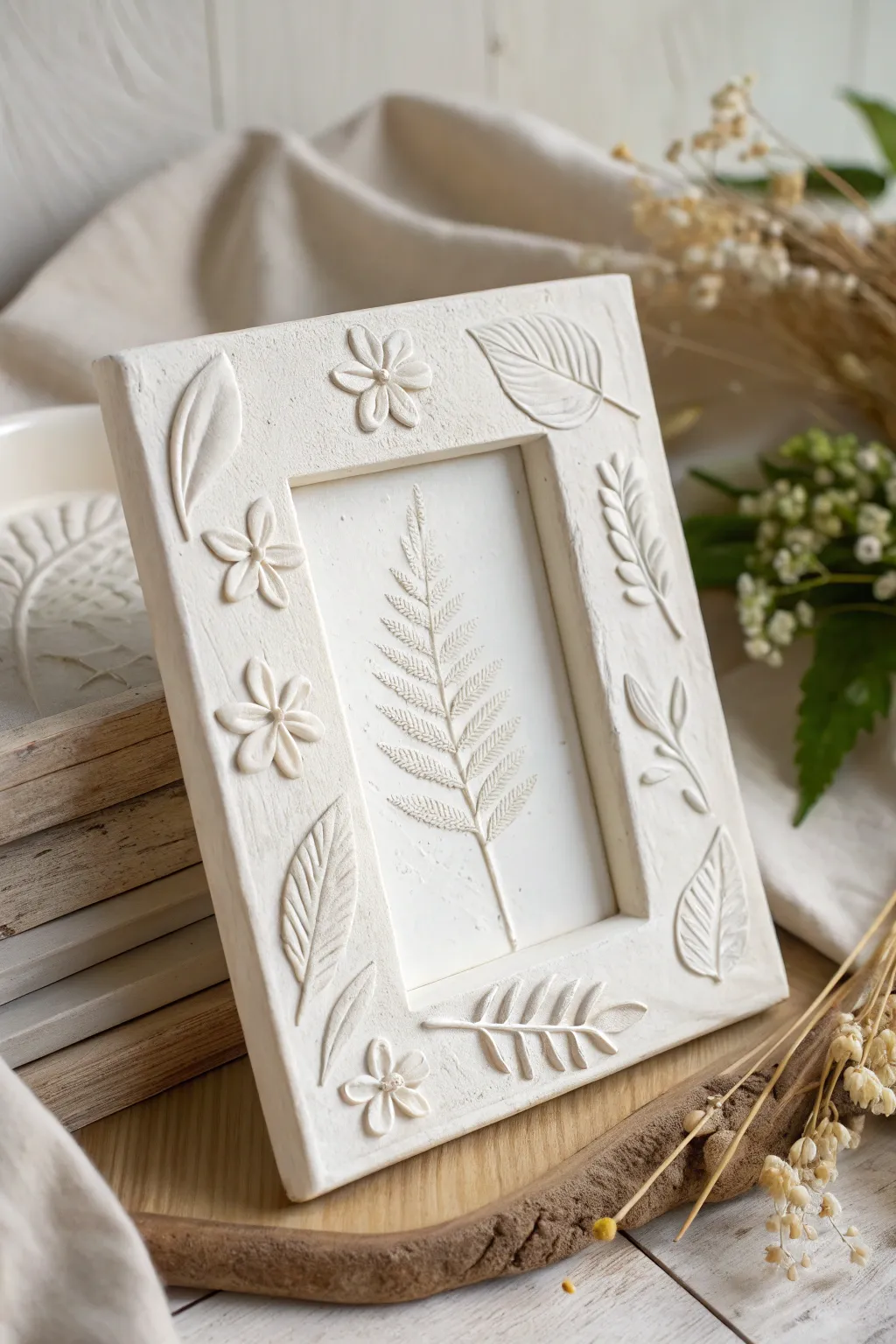 Capture the beauty of nature with this elegant leaf imprint frame, perfect for a heartfelt Mother's Day gift.