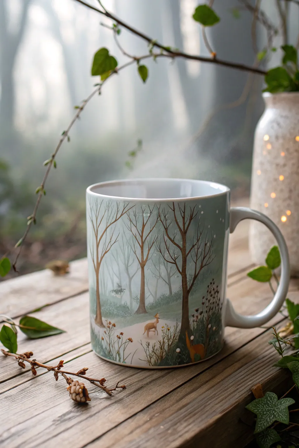 Sip from a fairytale with this enchanting forest scene mug, where every detail whispers stories of the mystical woods.