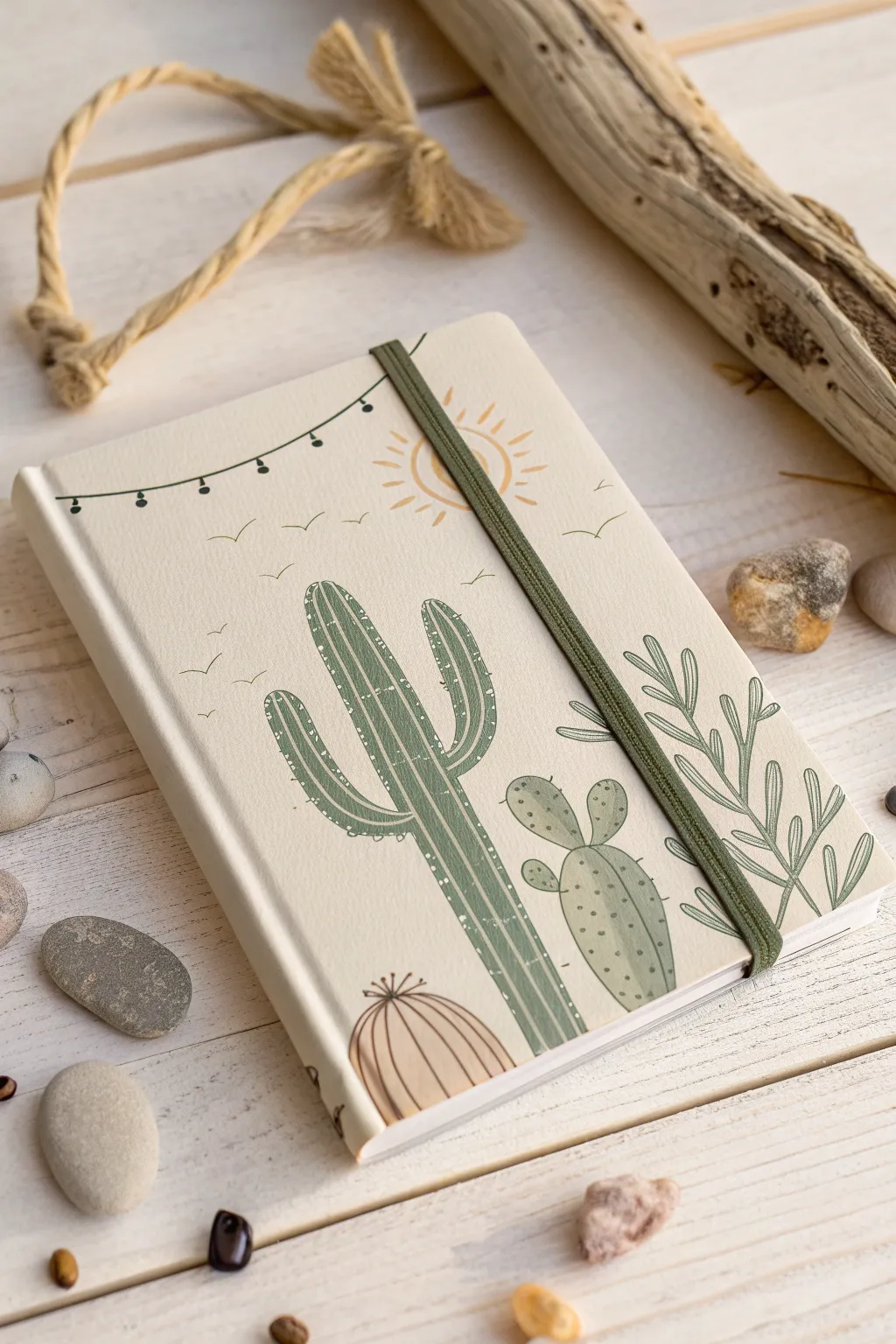 Embrace the desert vibes with this cactus-themed notebook cover, where simplicity meets natural beauty.