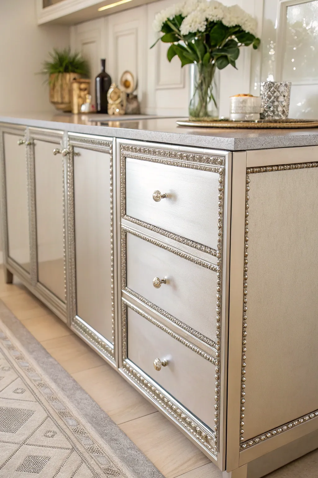 Elevate your space with elegant metallic touches that shimmer with understated glamour.