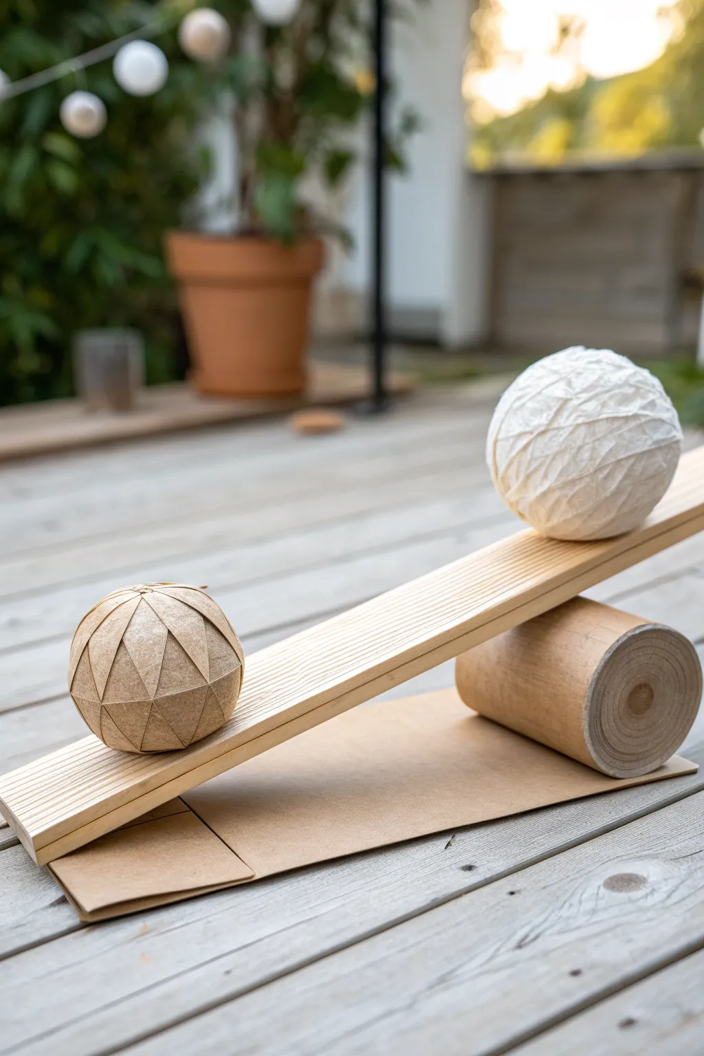 Ingenious simplicity: A paper ball run with a stylish see-saw twist. 🌿✨