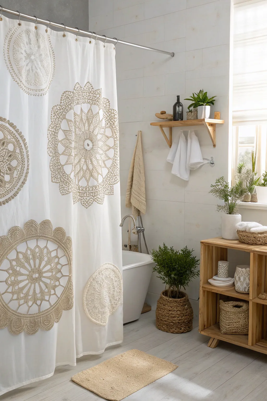 Transform your bathroom with a touch of artisanal elegance using a doily shower curtain. Simple, stylish, and uniquely yours.