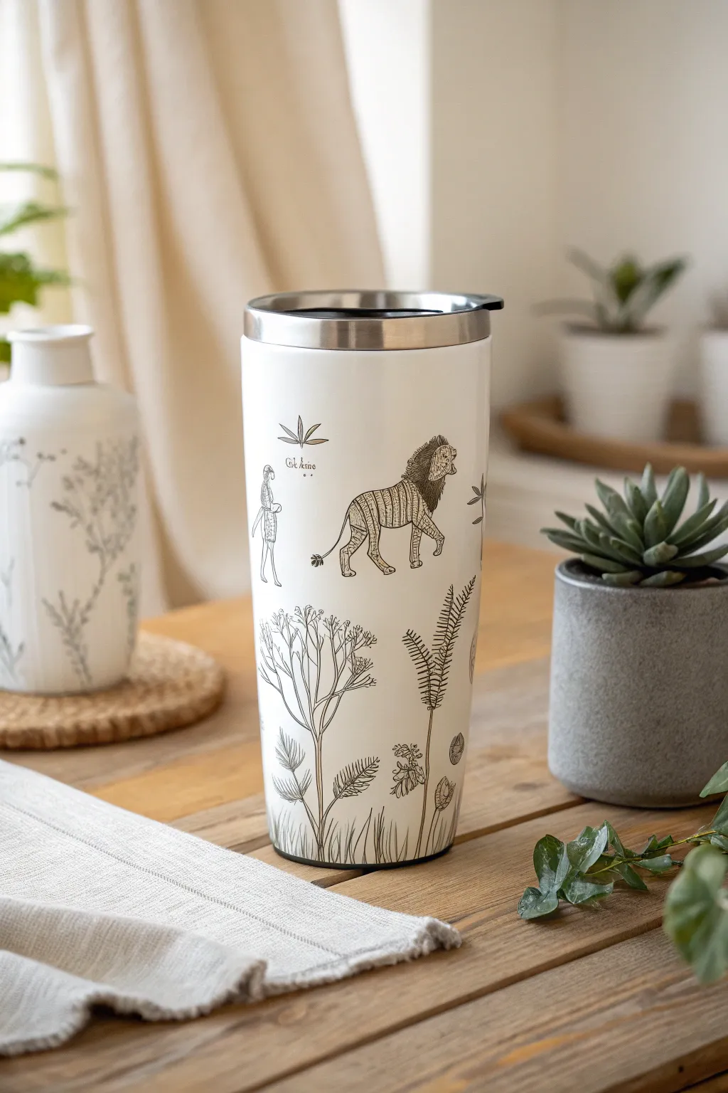 Embrace the wild with a touch of elegance. This safari-inspired tumbler brings adventure to your everyday life.
