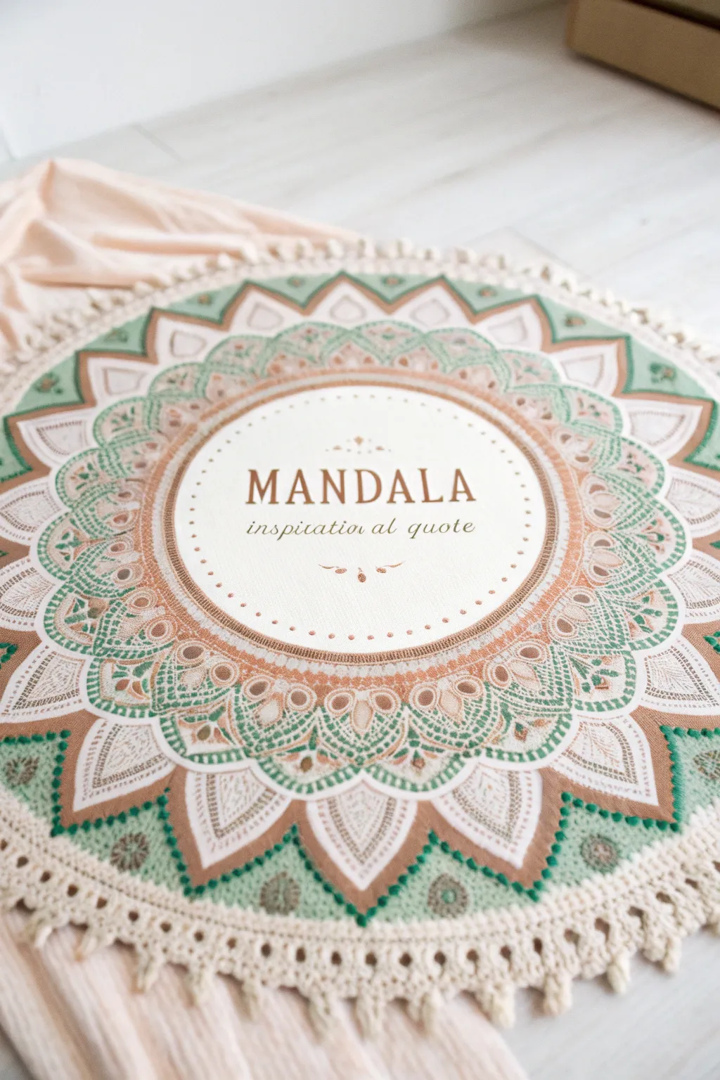 Embrace the beauty of simplicity and inspiration with this delicate mandala design, where words of wisdom intertwine with art.