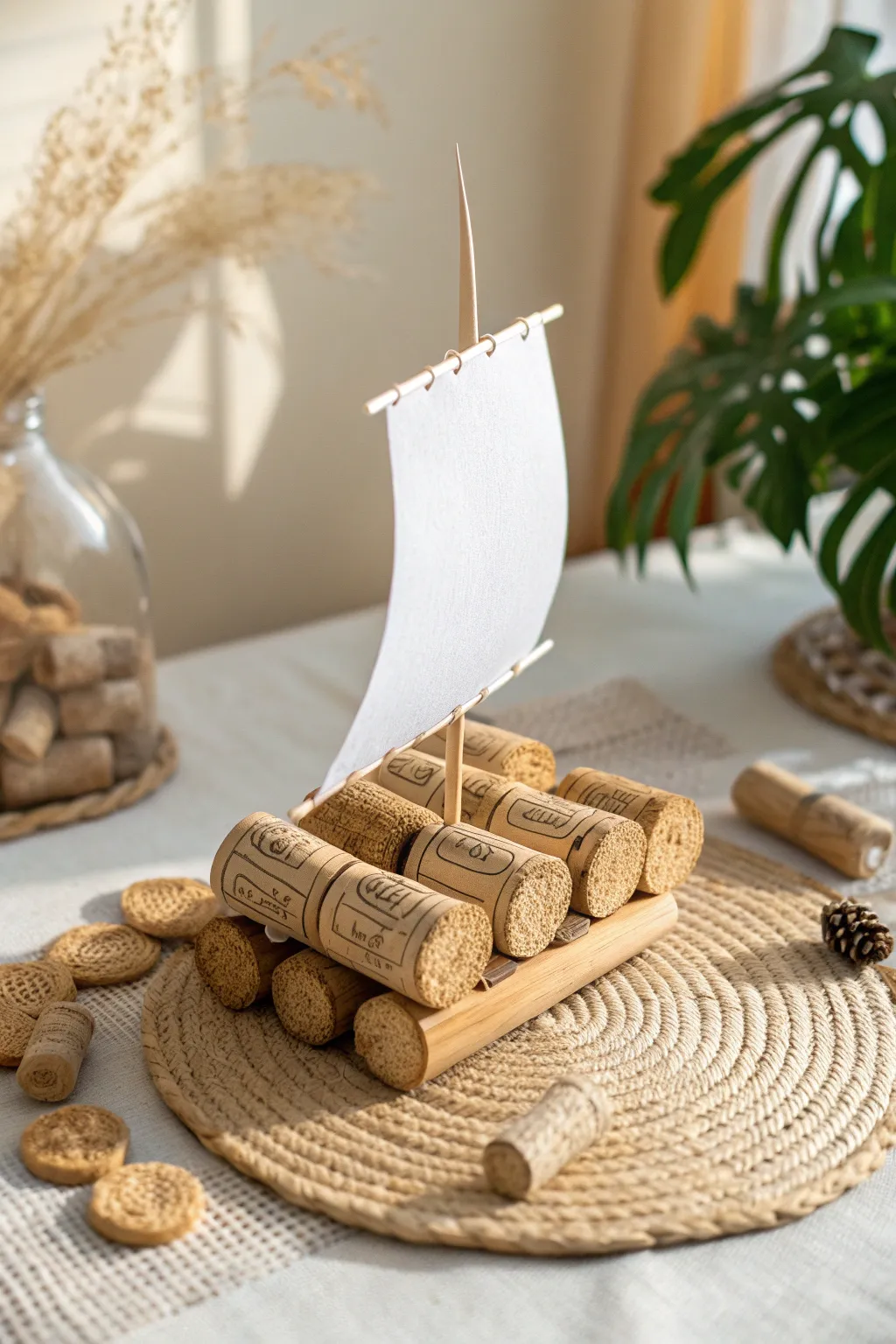Sail away on a mini adventure with this charming cork boat, a perfect blend of minimalist design and boho charm!