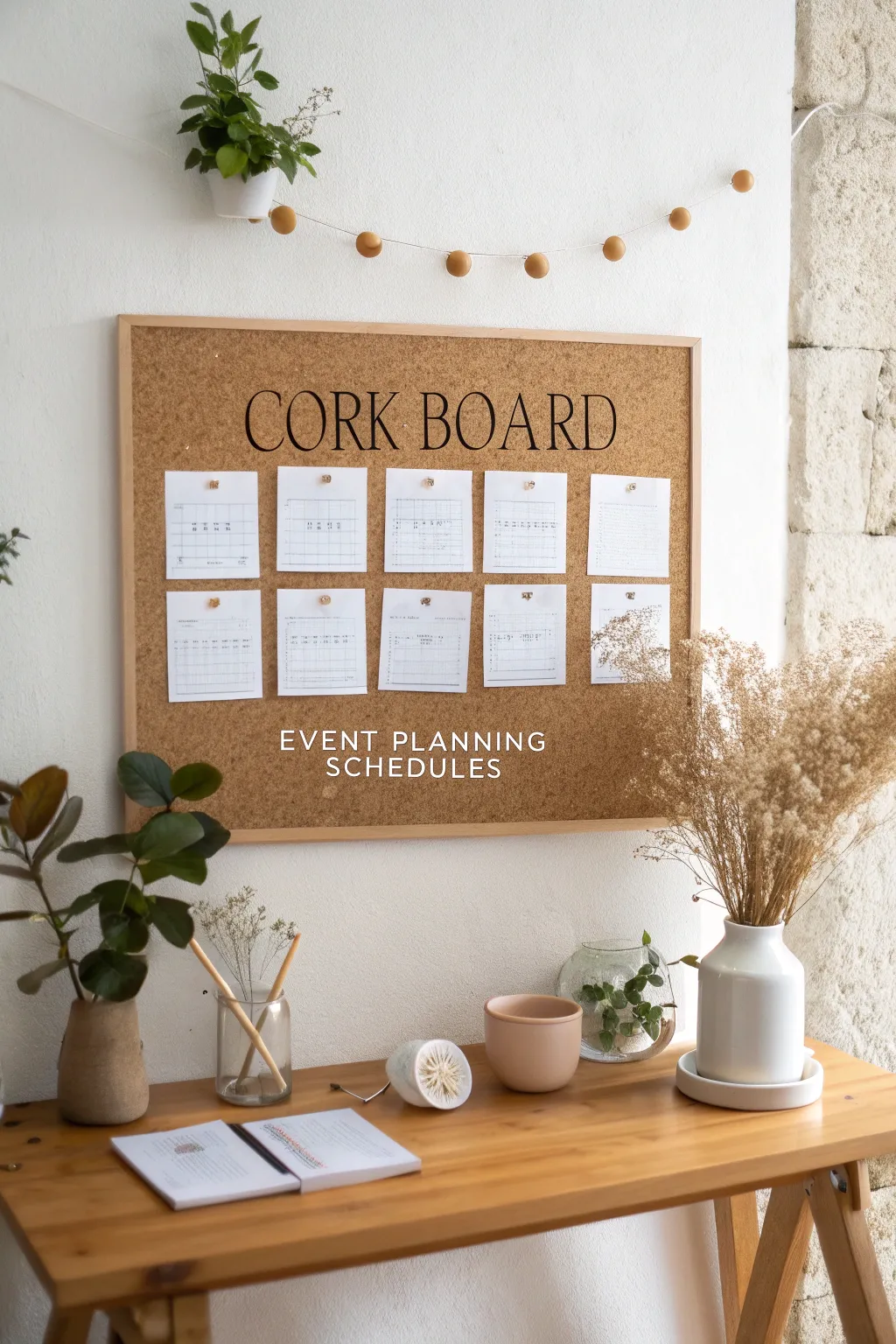 Organize your dream event with style and simplicity on a chic cork board. #EventPlanning #MinimalistDesign