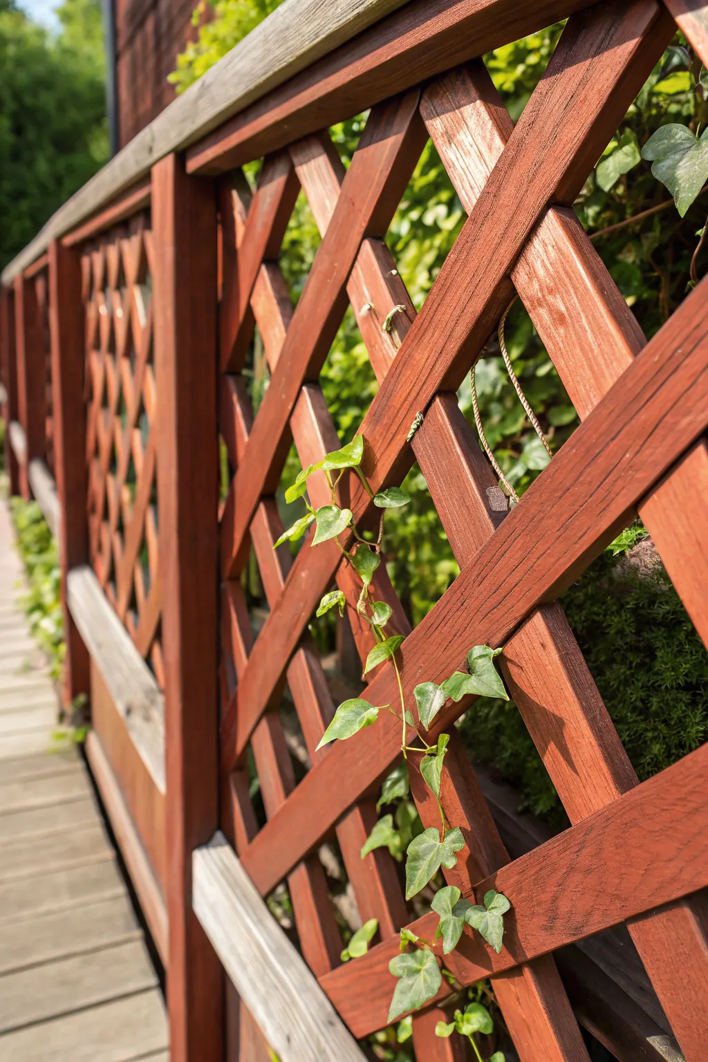 Elevate your deck with the timeless charm of trellis railings—where craftsmanship meets nature.