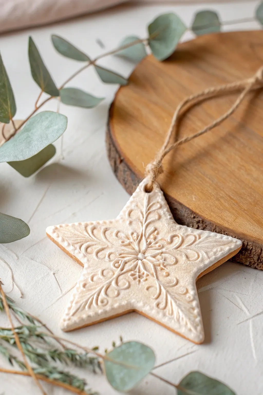 Crafted with love: A minimalist salt dough ornament to add a personal touch to your decor.