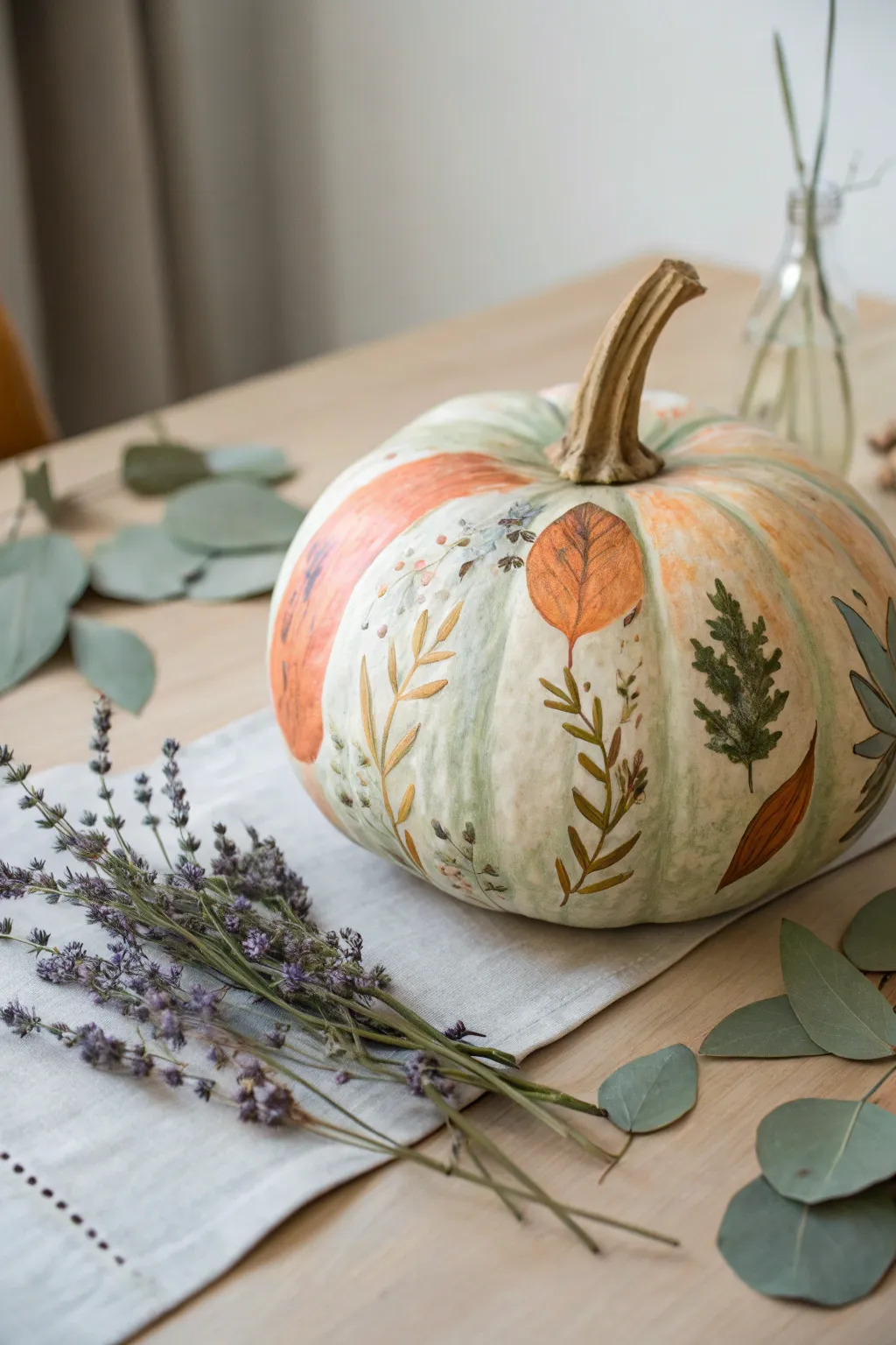 Embrace nature's palette with naturally dyed pumpkins for an eco-friendly touch of beauty.