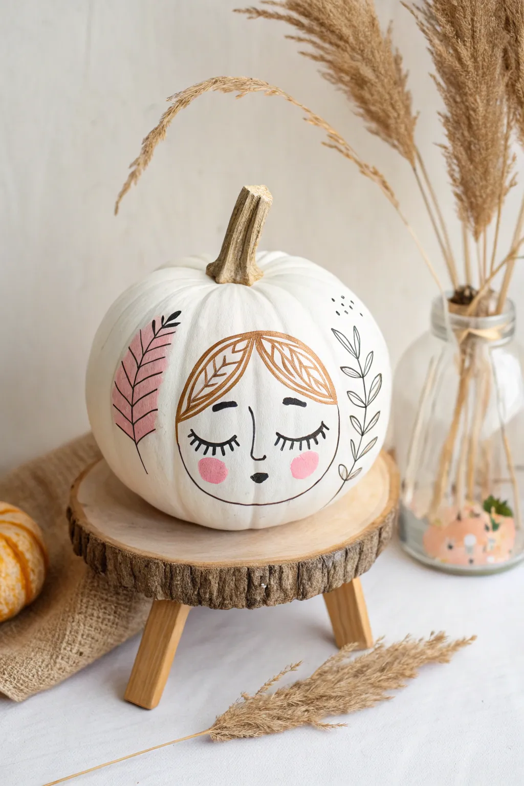 Add a touch of whimsy to your decor with charming character faces on pumpkins.