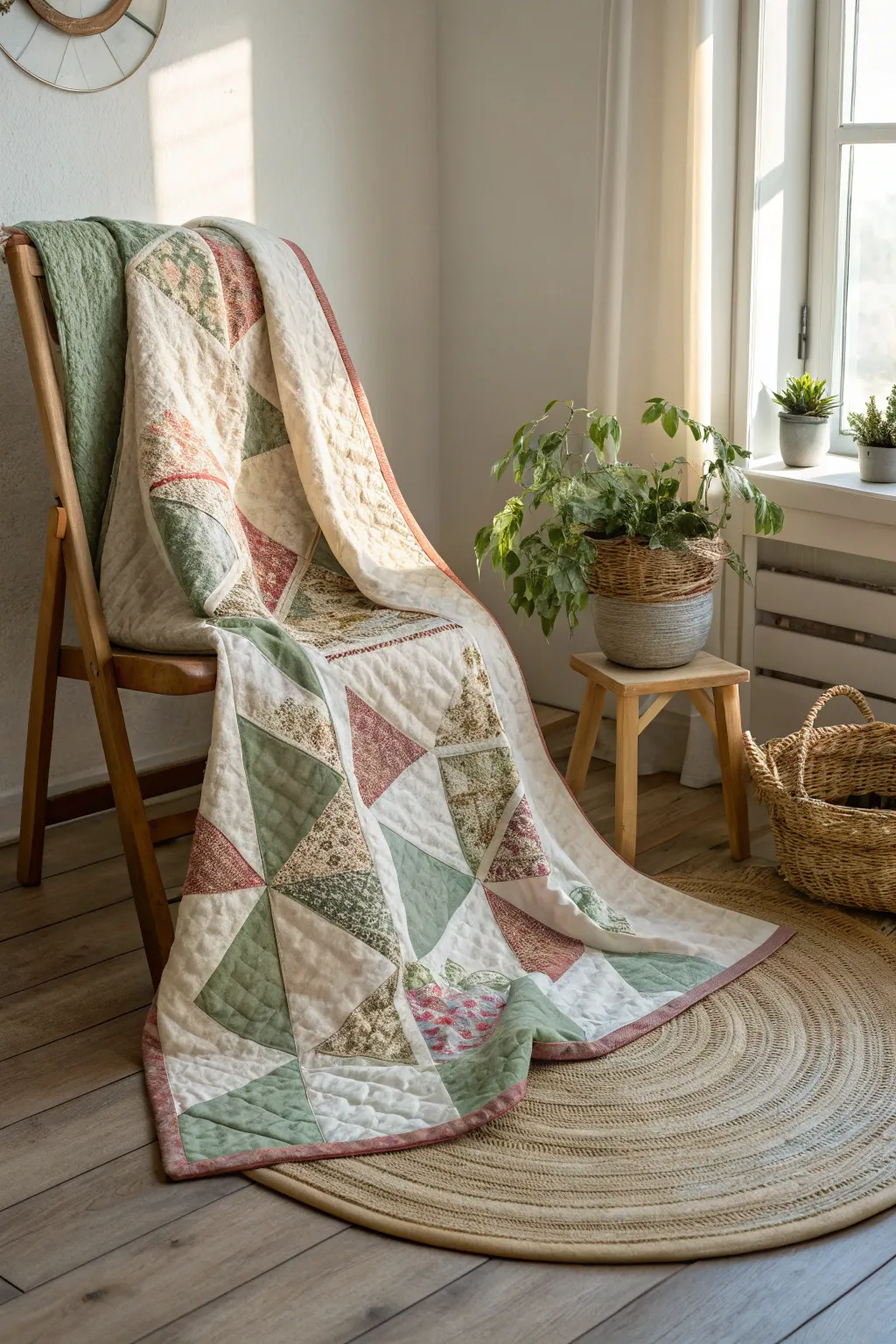 Wrap yourself in nostalgia with this vintage-inspired quilt, where simplicity meets timeless beauty.