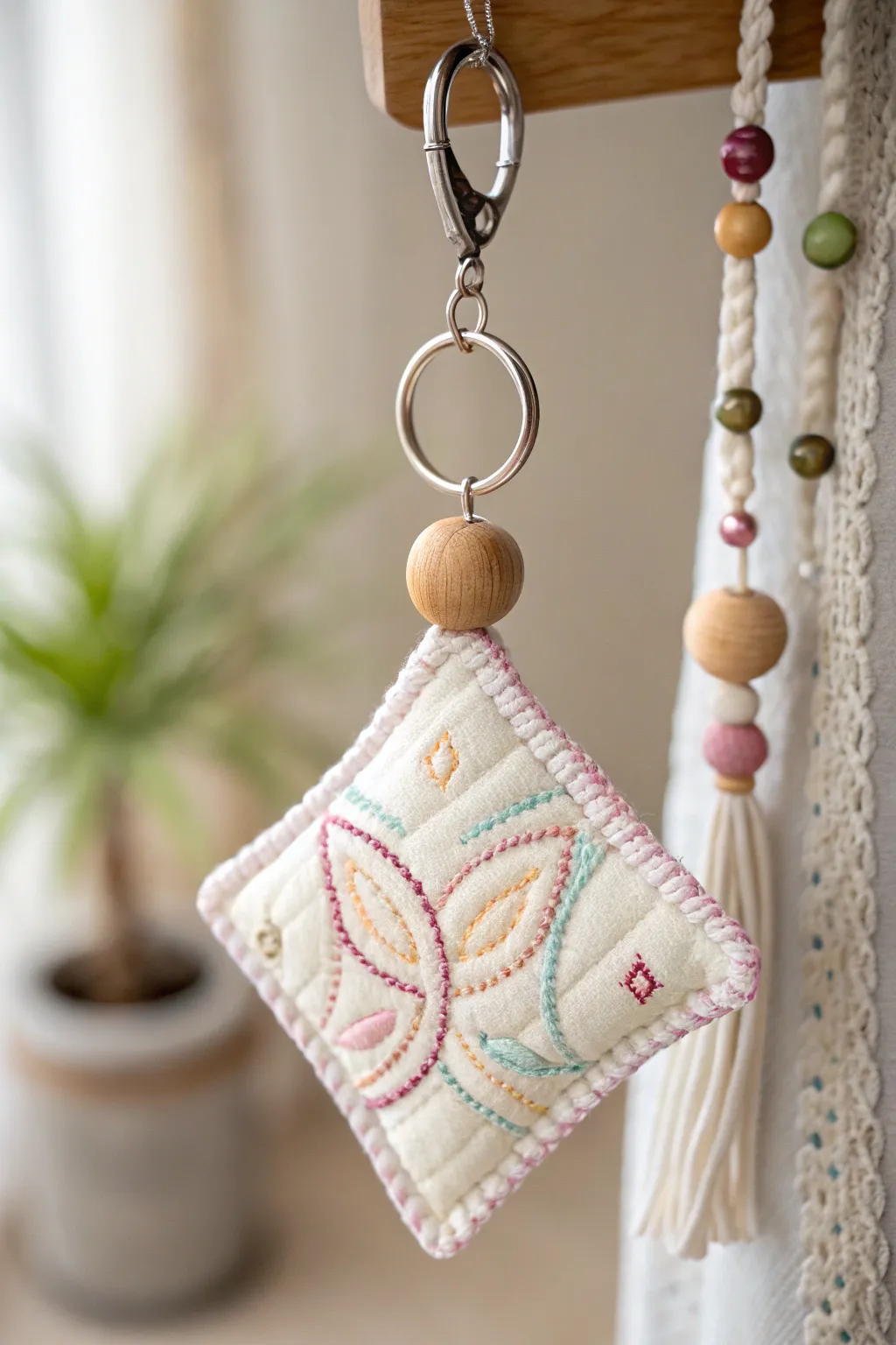 Add a touch of handcrafted charm to your keys with a quilted keychain, the perfect stocking stuffer!
