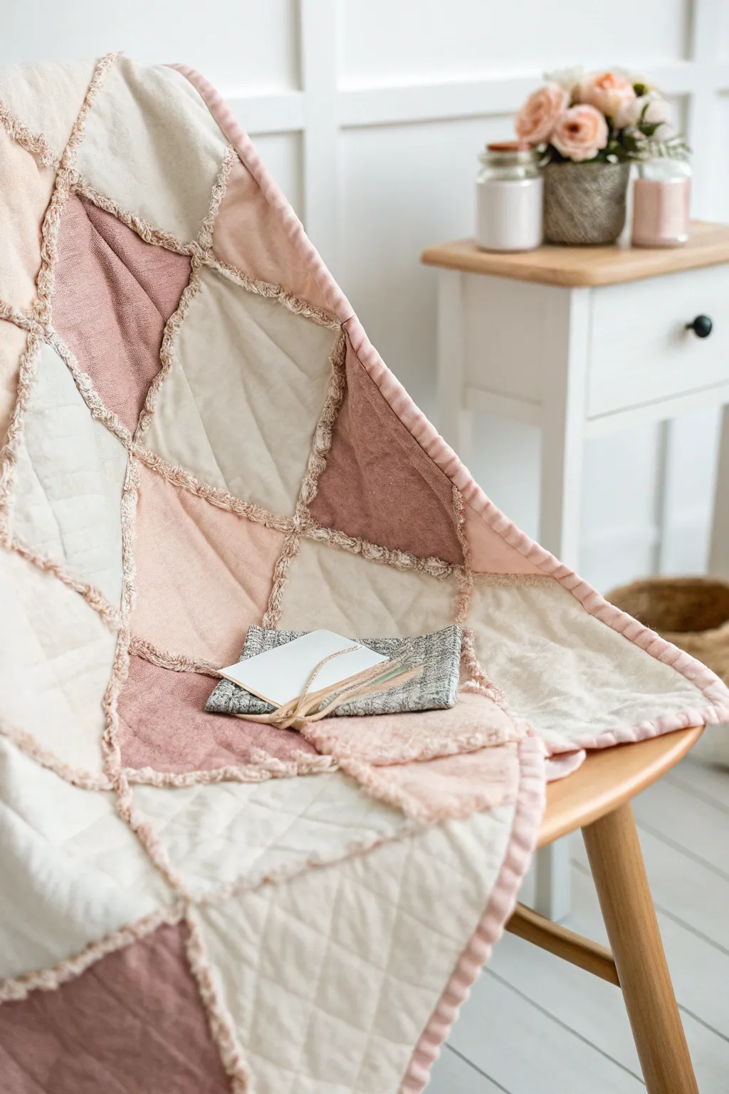 Discover hidden delights in every stitch: The charm of a rag quilt with secret pockets.