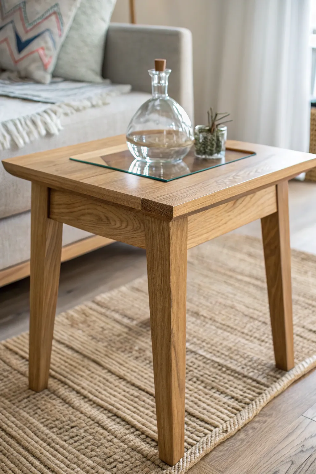 Elevate your end table with a sleek glass overlay for a touch of elegance and effortless maintenance.