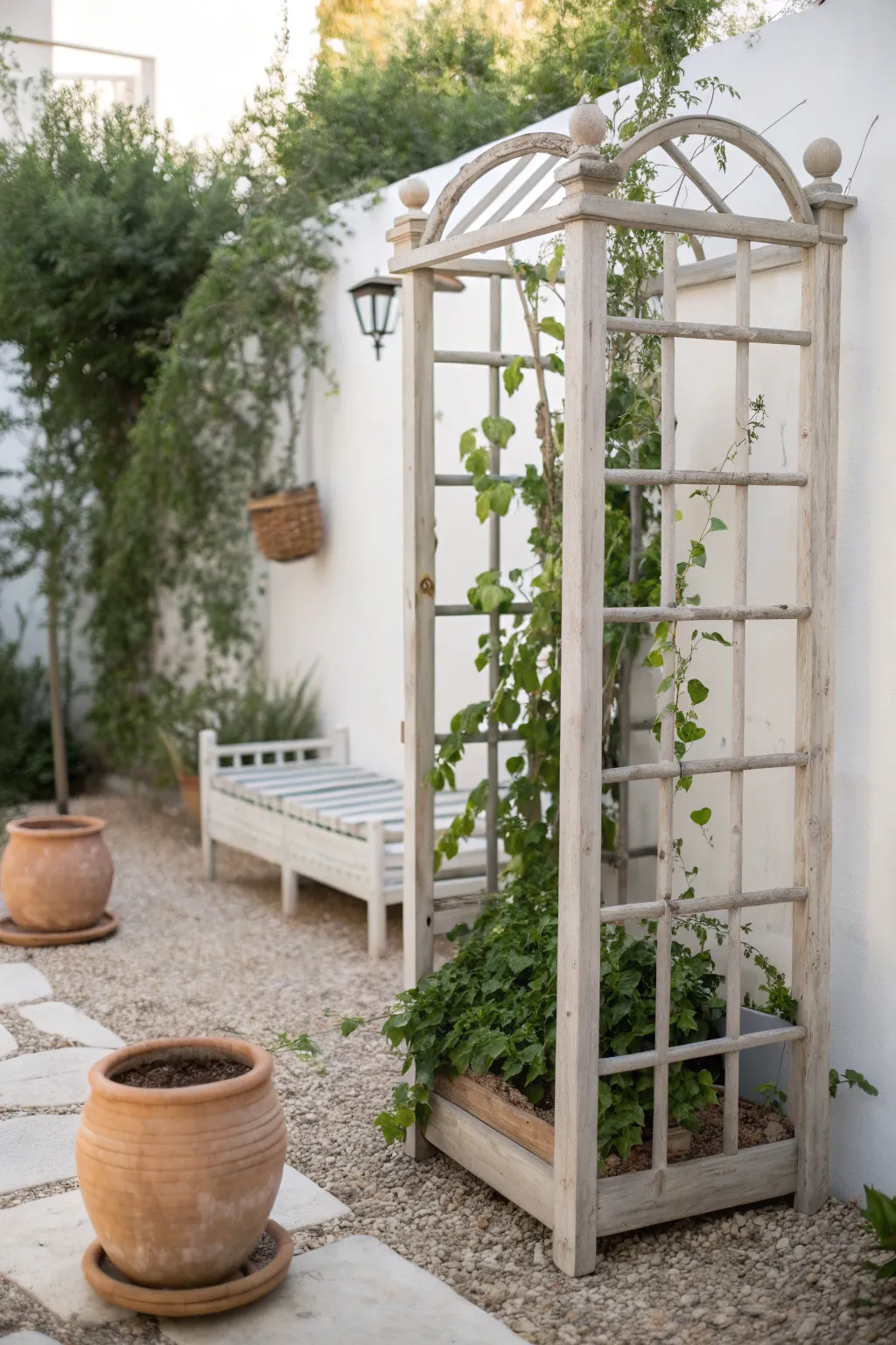 Transform your old crib into a stunning trellis and let your garden grow with minimalist charm.