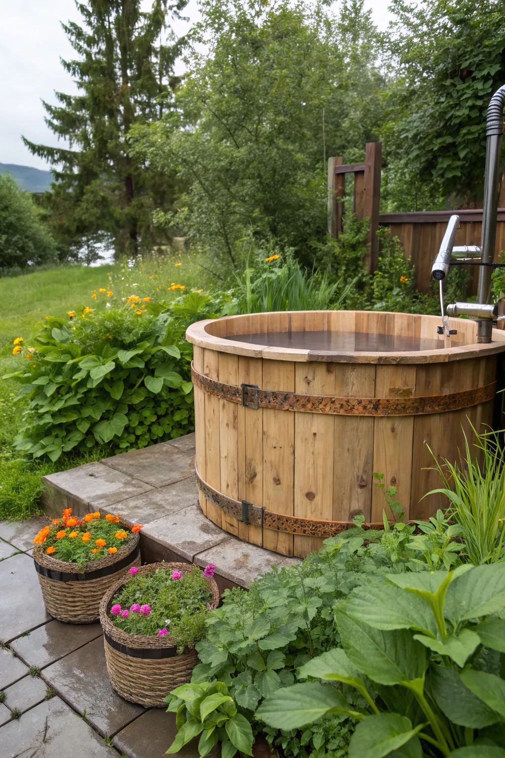 Transform your hot tub into a stunning rainwater collector and nurture your garden sustainably.